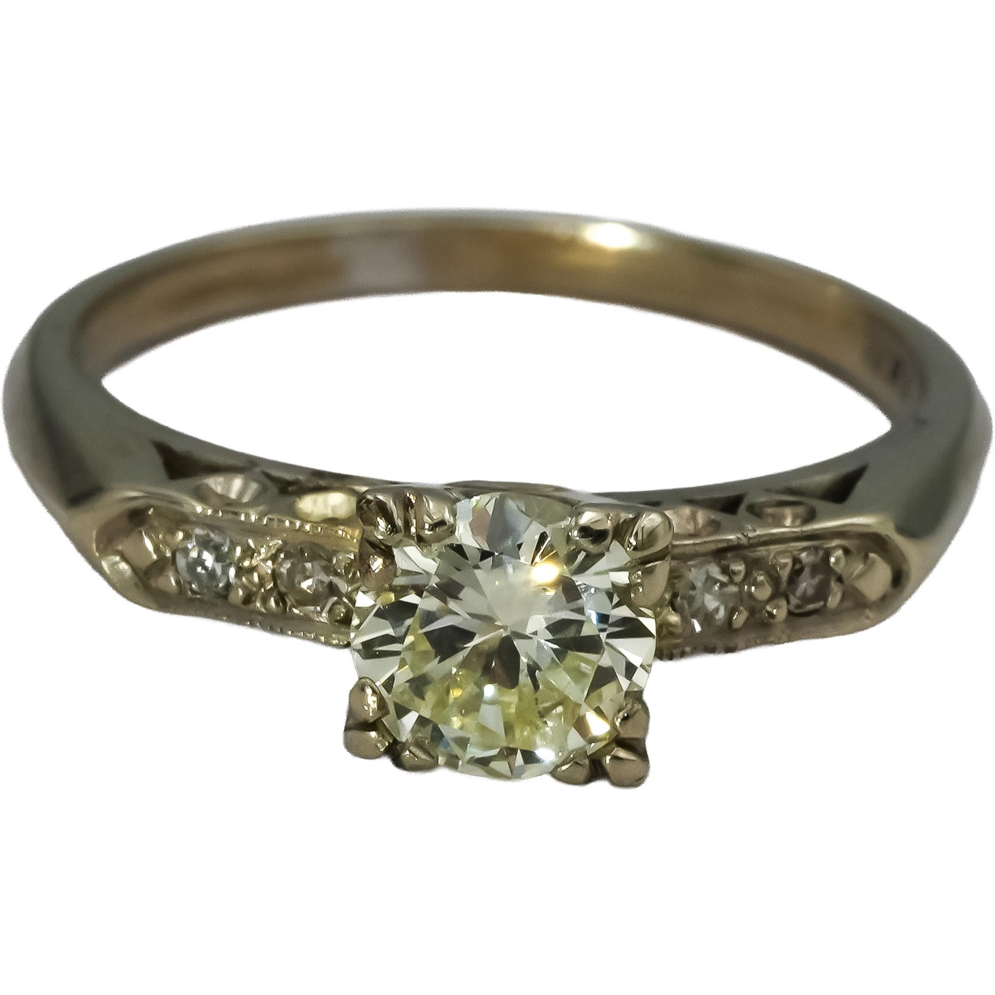 Vintage Antique 14k White Gold Diamond Ring 0.80CT w/ .75CT Center Size 7.5