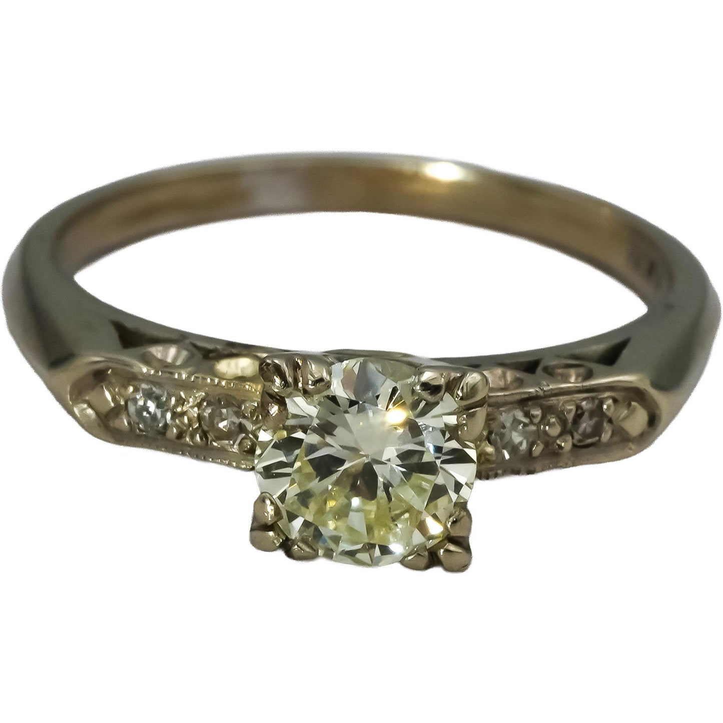 Vintage Antique 14k White Gold Diamond Ring 0.80CT w/ .75CT Center Size 7.5