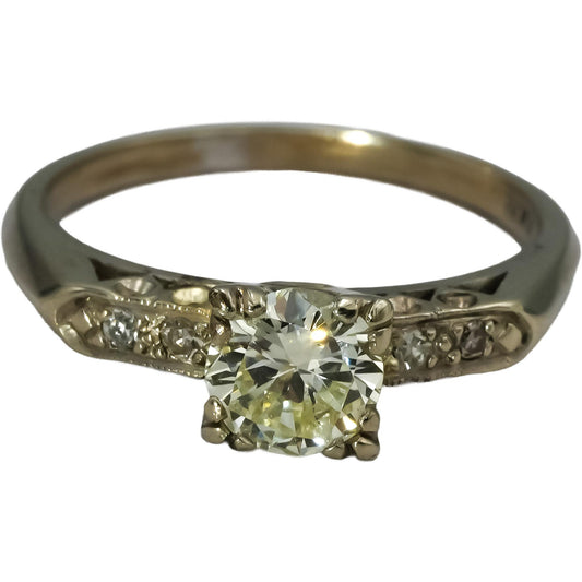 Vintage Antique 14k White Gold Diamond Ring 0.80CT w/ .75CT Center Size 7.5