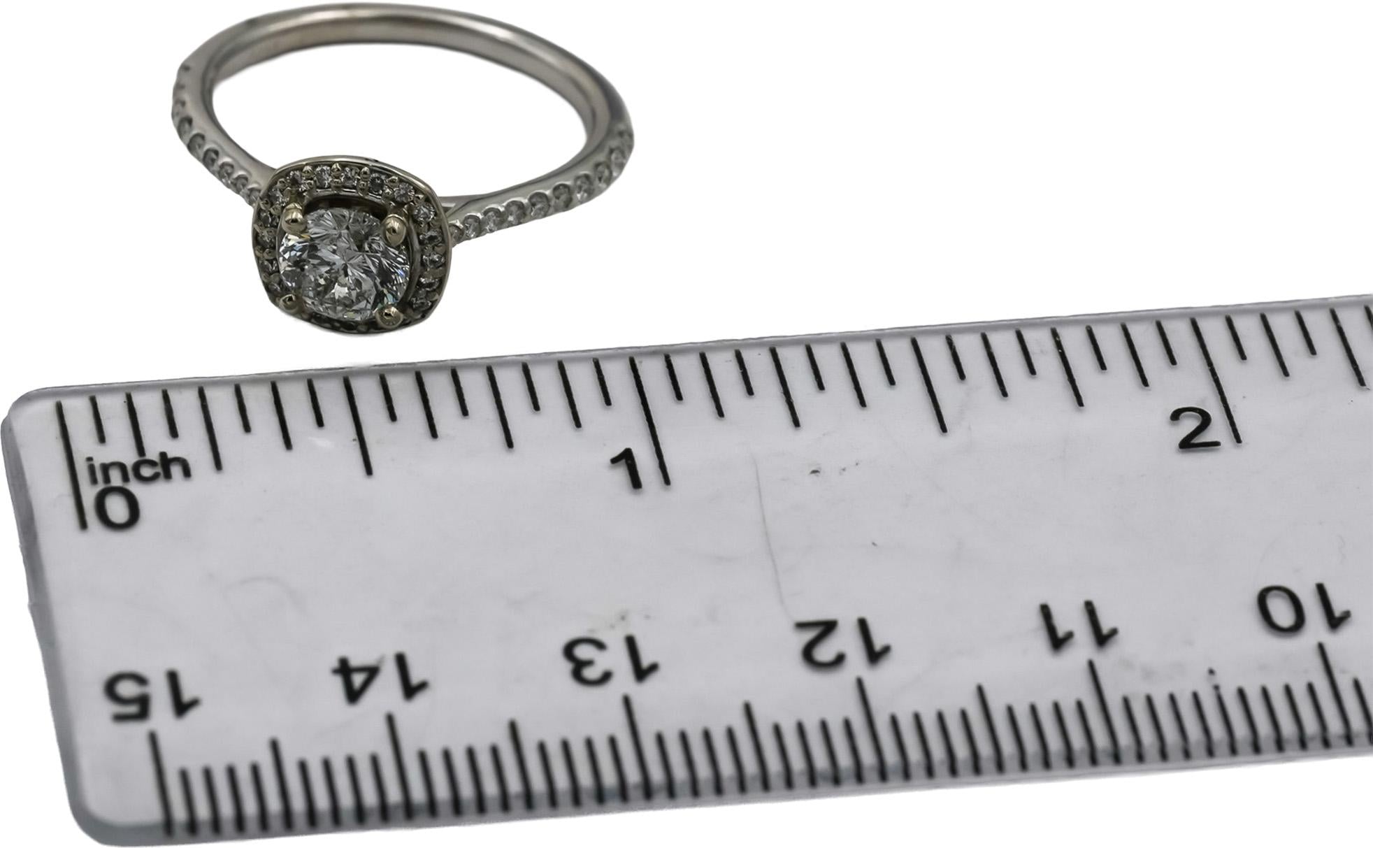 14k White Gold VS Round Diamond Engagement Ring 1.05CT Size 6.75