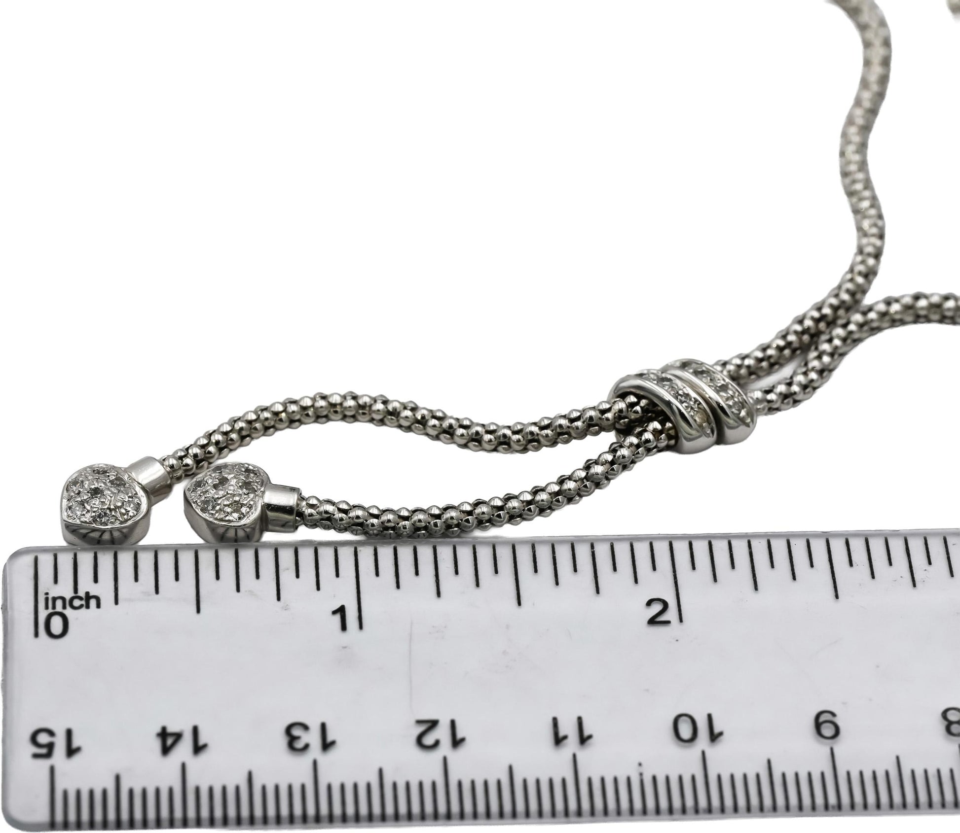 14k White Gold Round Diamond Lariat Necklace 0.25CT