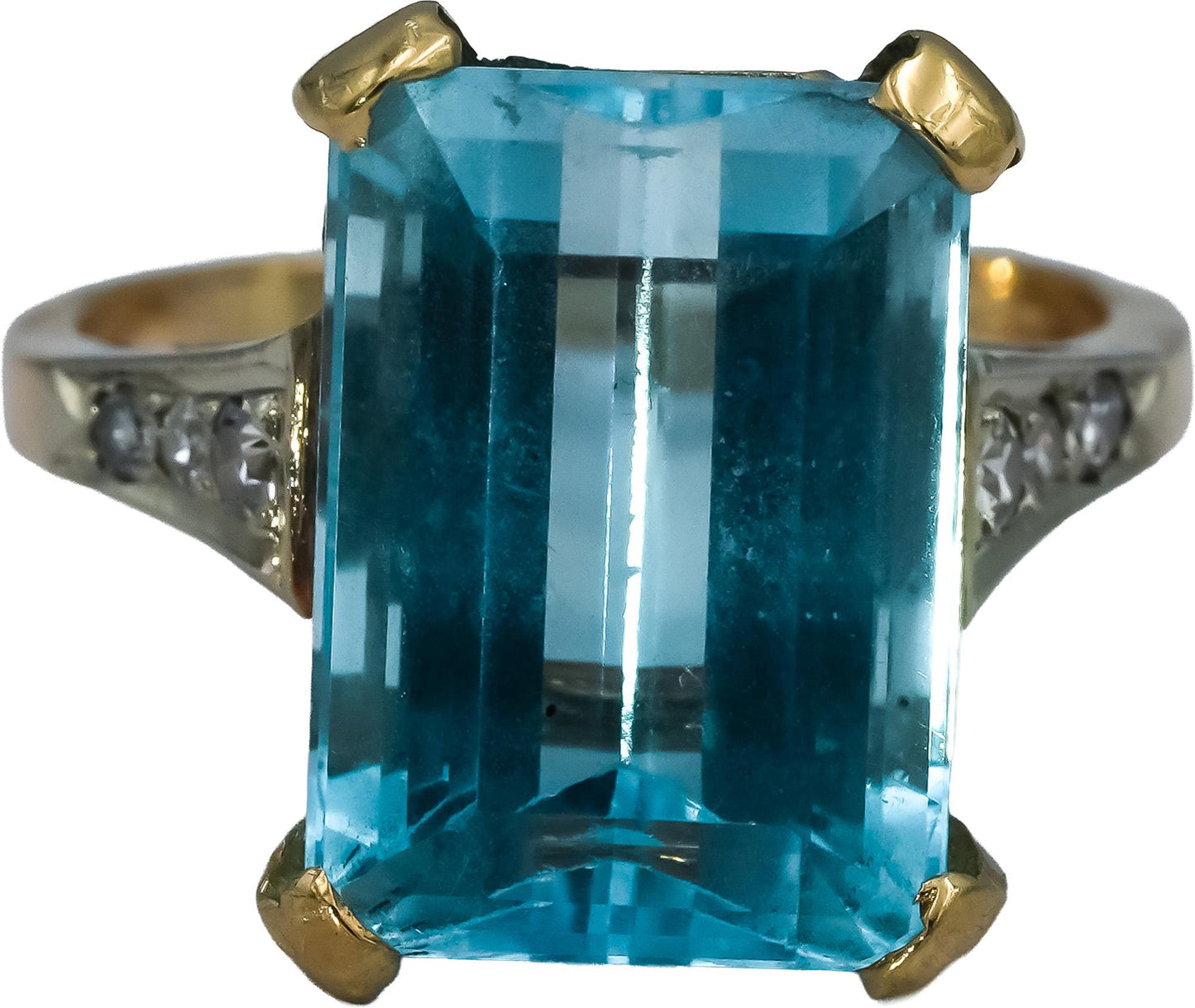 Vintage 14k Yellow Gold Topaz and Diamond Cocktail Ring 8.10CT Size 5.5