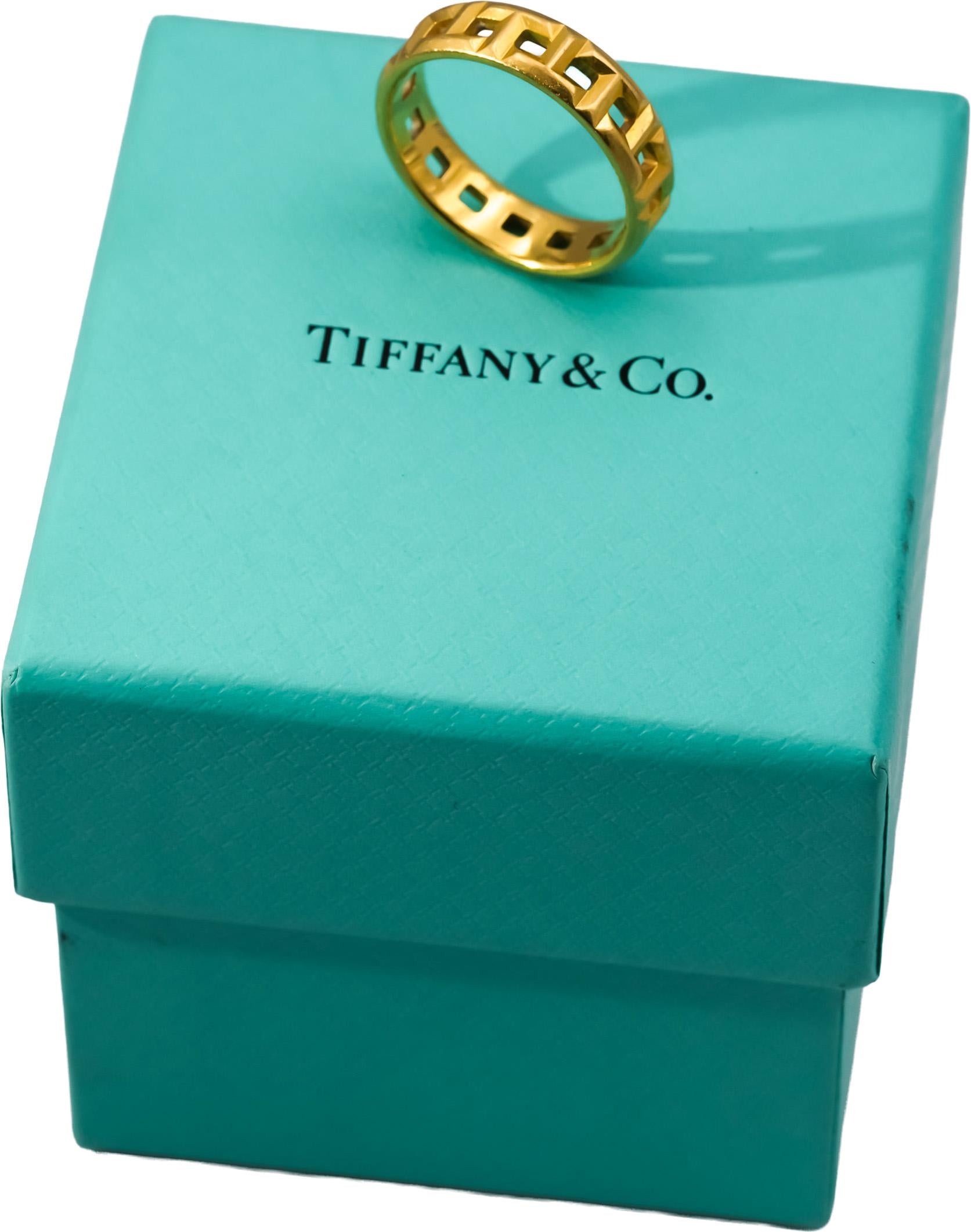 TIFFANY & CO. 18k Gold T True 5.5mm Wide Ring Size 8 w/ Box 2900.00 Retail