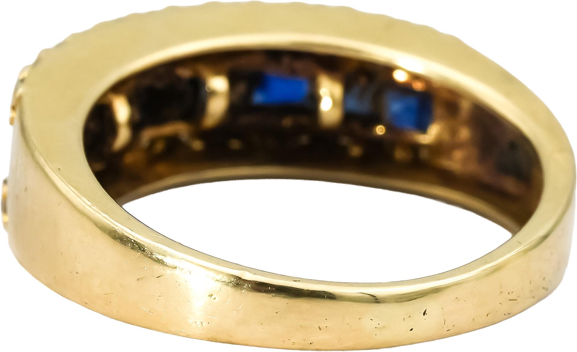 14k Yellow Gold Diamond and Sapphire Band Ring 1.10CT Size 5.75