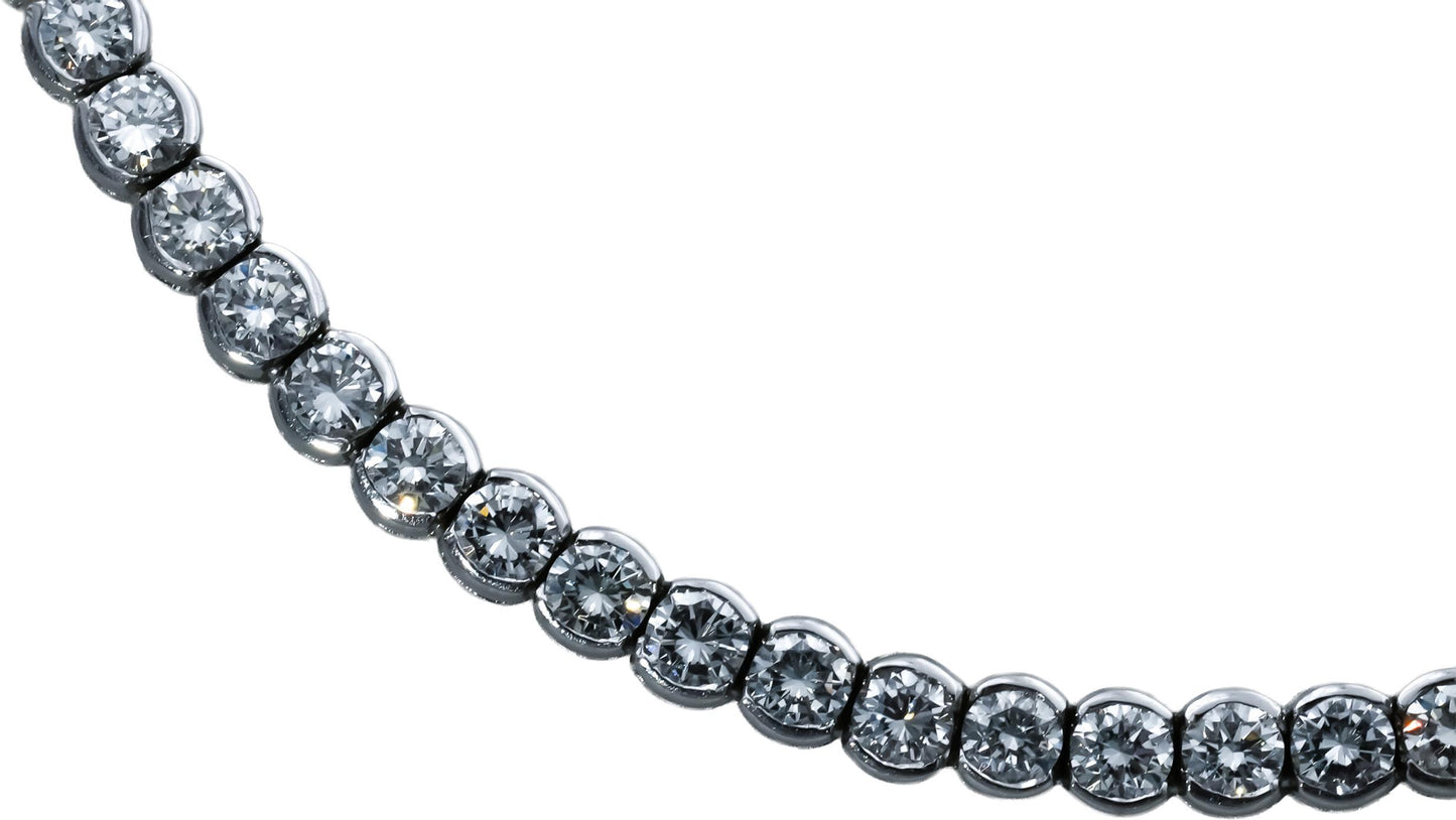 18k White Gold VS Round Half Bezel Set Diamond Tennis Necklace 4.0CT