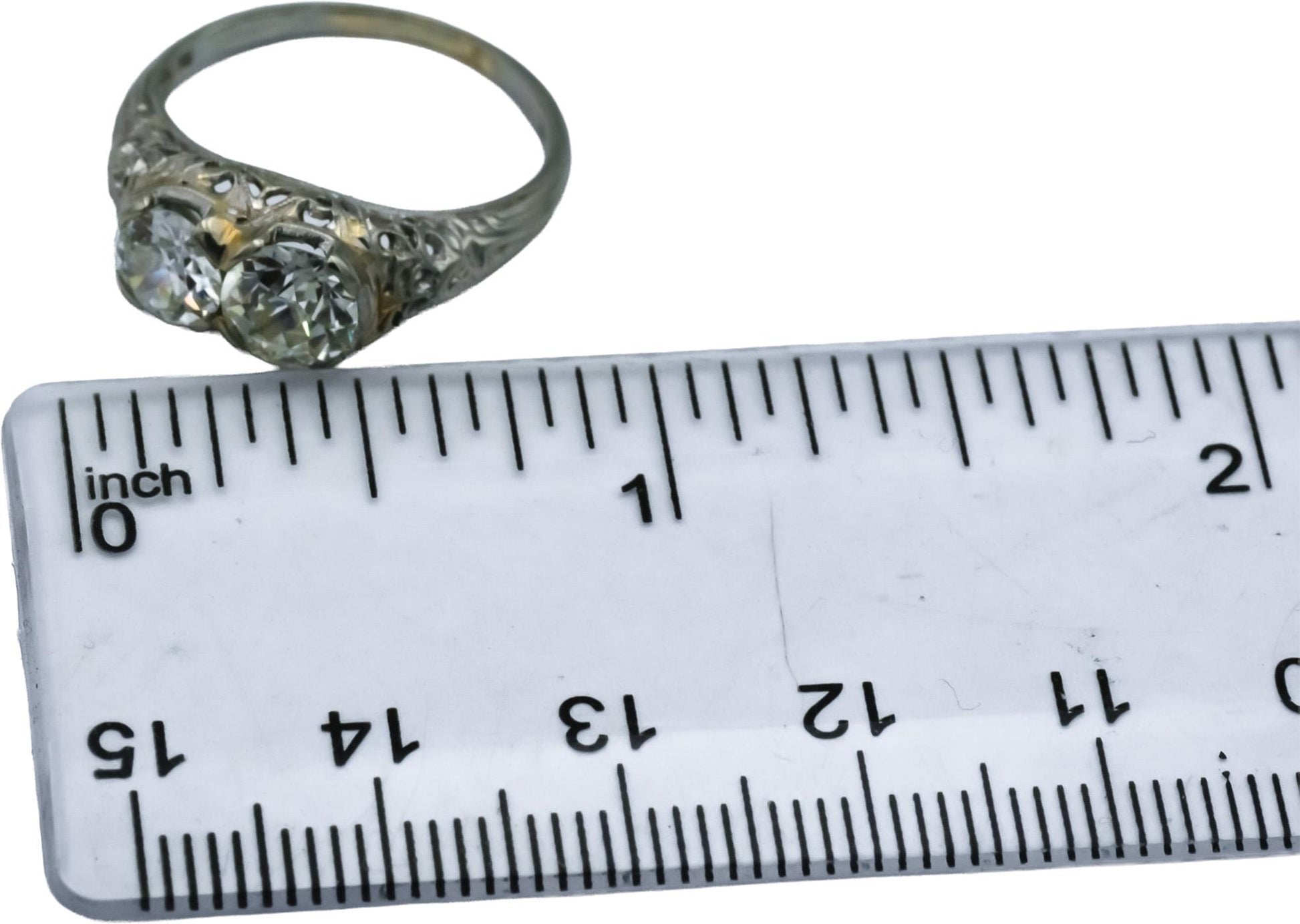 Antique Art Deco 18k White Gold VS Diamond Ring 1.47CT Size 6.5