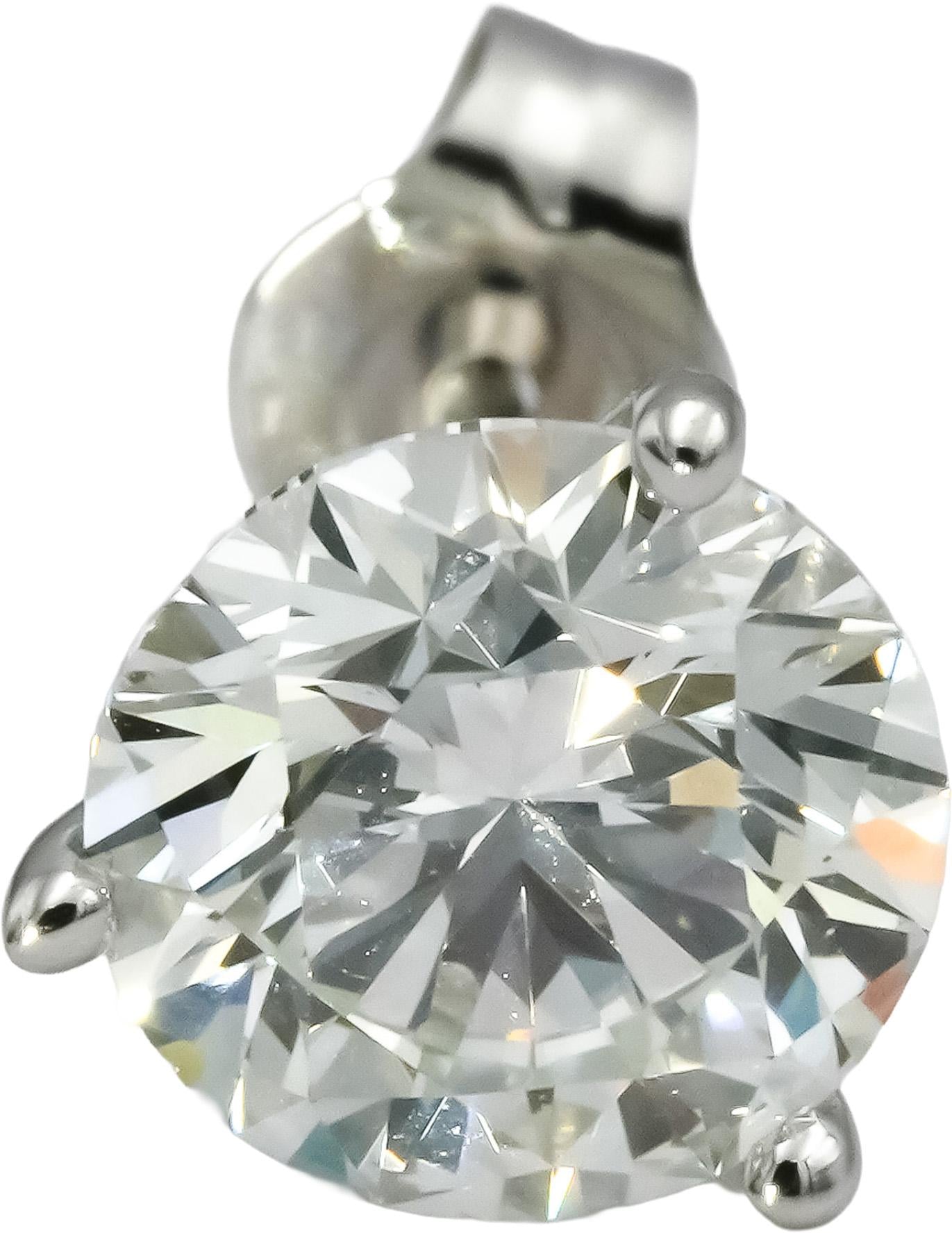 14k White Gold Round Lab-Grown Diamond Martini Setting Stud Earrings 2.01CT