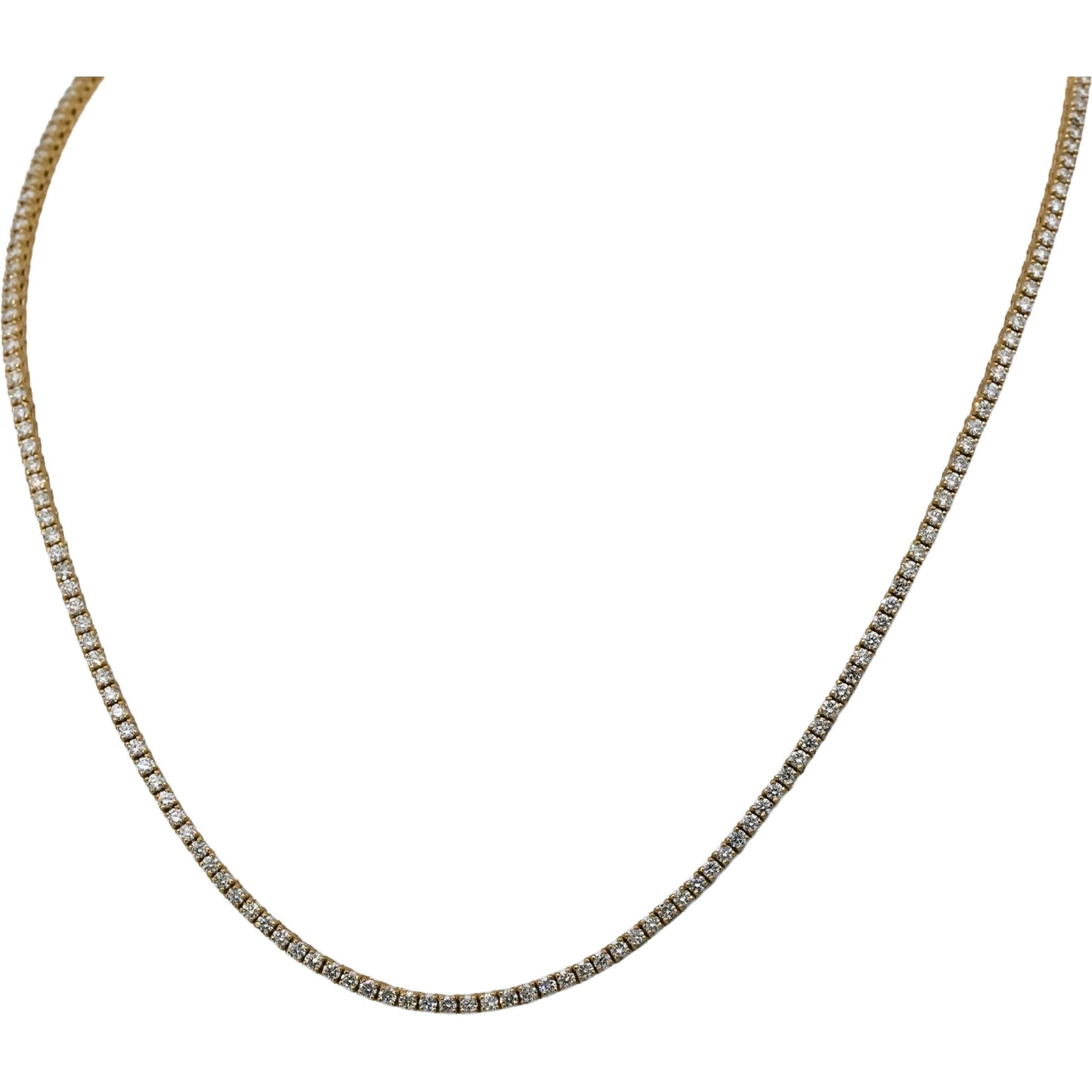 14k Yellow Gold VS Round Diamond Tennis Necklace 5.82CT