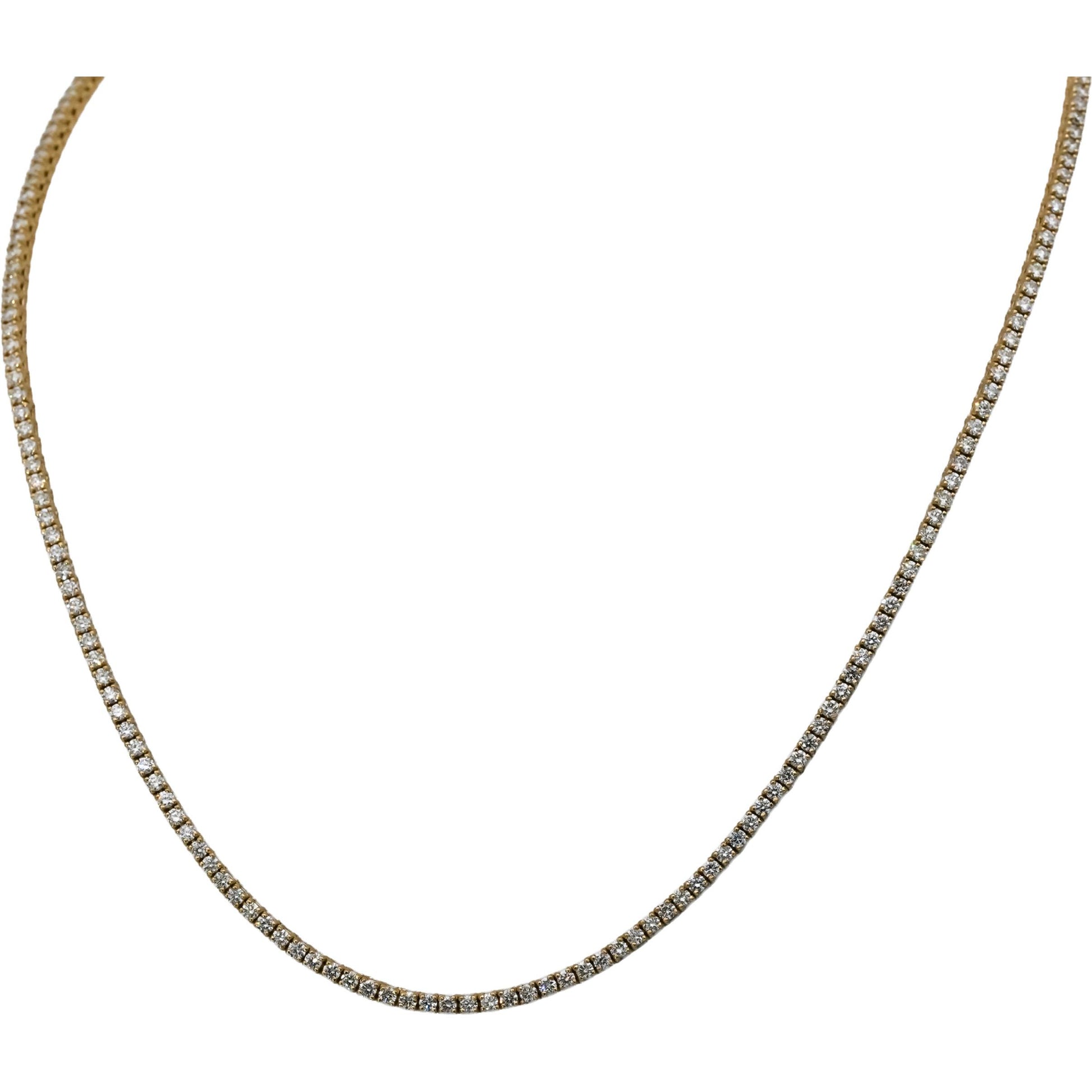 14k Yellow Gold VS Round Diamond Tennis Necklace 5.82CT