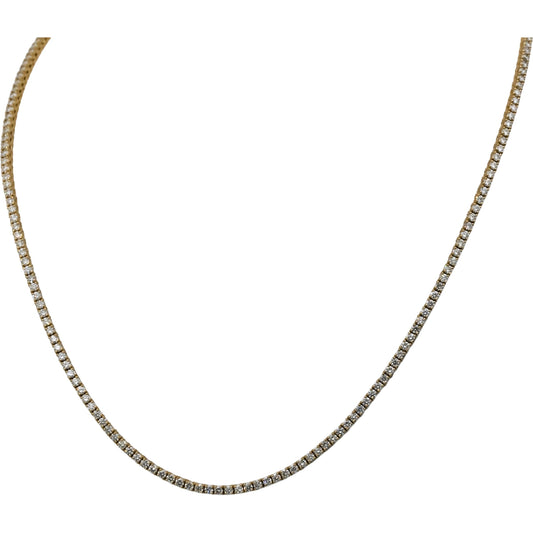 14k Yellow Gold VS Round Diamond Tennis Necklace 5.82CT