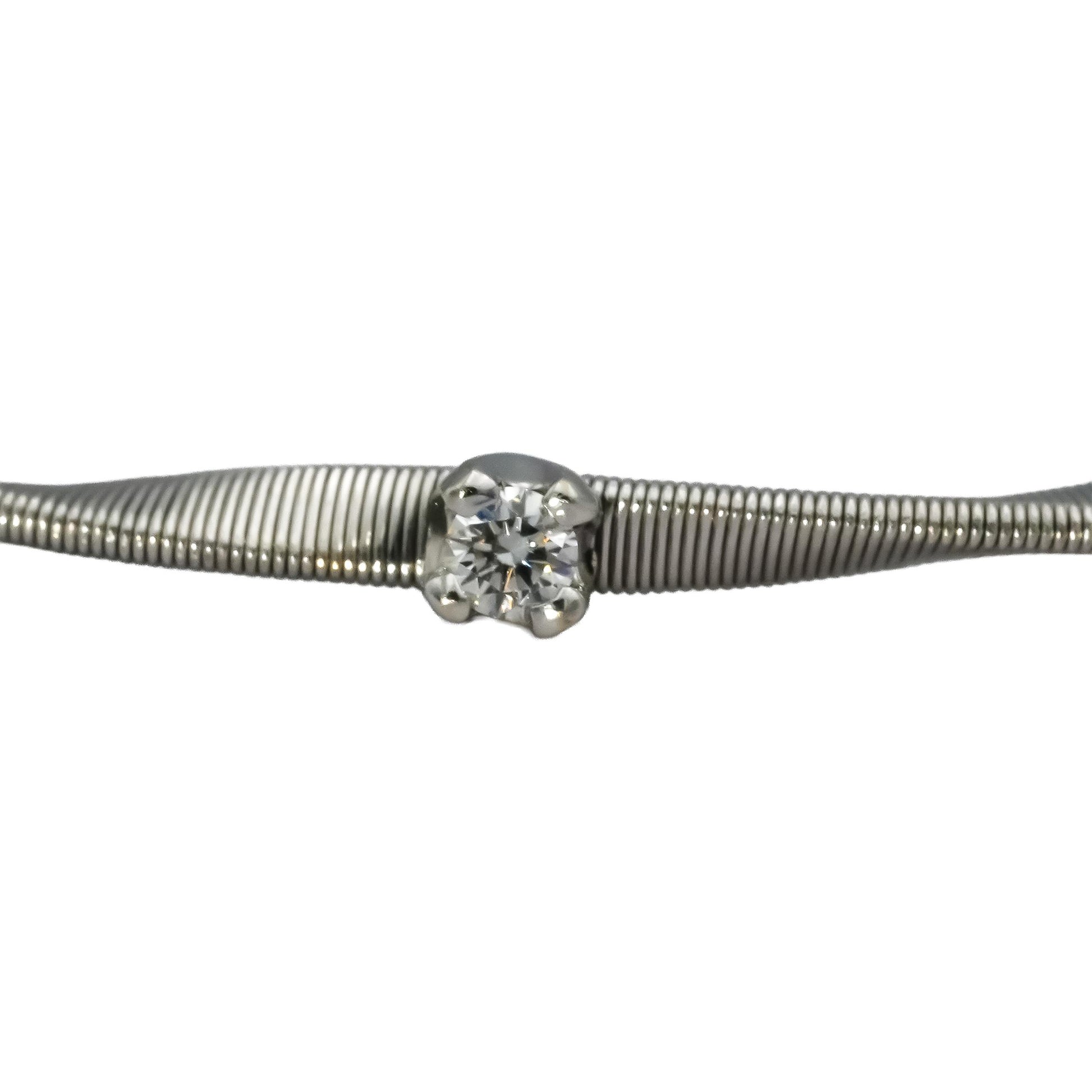 MARCO BICEGO 18k White Gold VS Round Diamond Twisted Bracelet 0.15CT