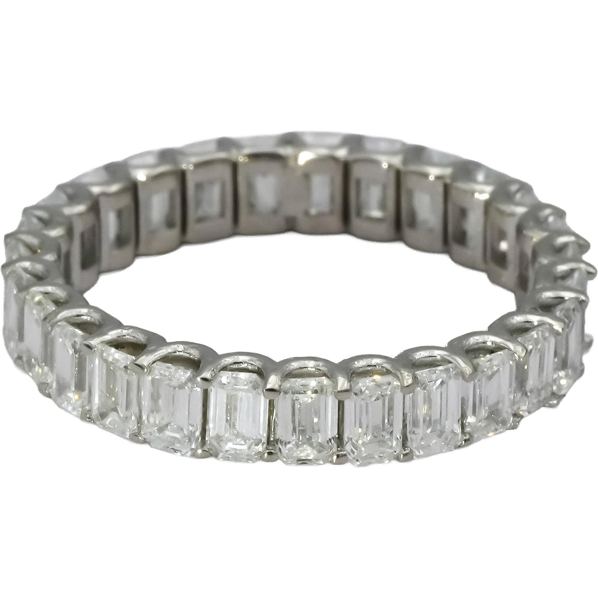 14k White Gold VS Emerald Cut Diamond Eternity Band Ring 3.09CT Size 6.5
