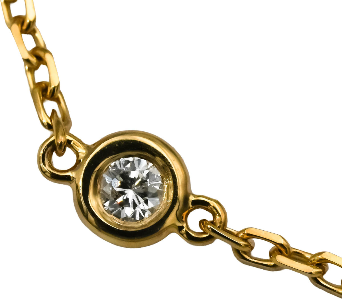 14k Yellow Gold Round Diamond By The Yard Chain Bracelet 0.28CT