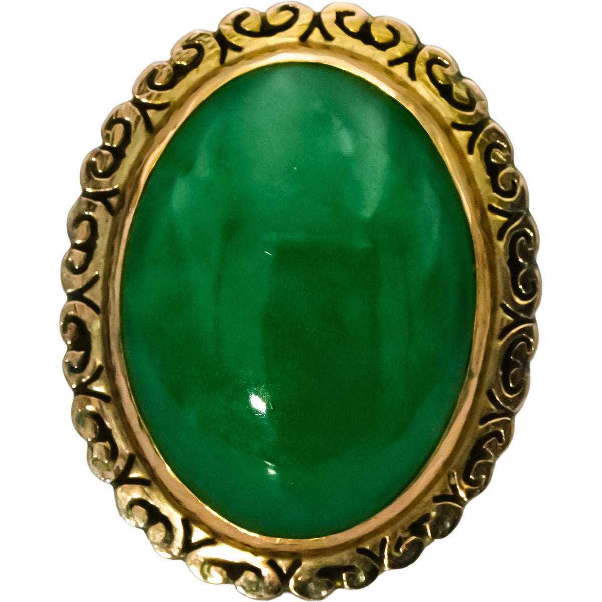 Vintage Antique 14k Yellow Gold Cabochon Jadeite Jade Ring Size 6.5