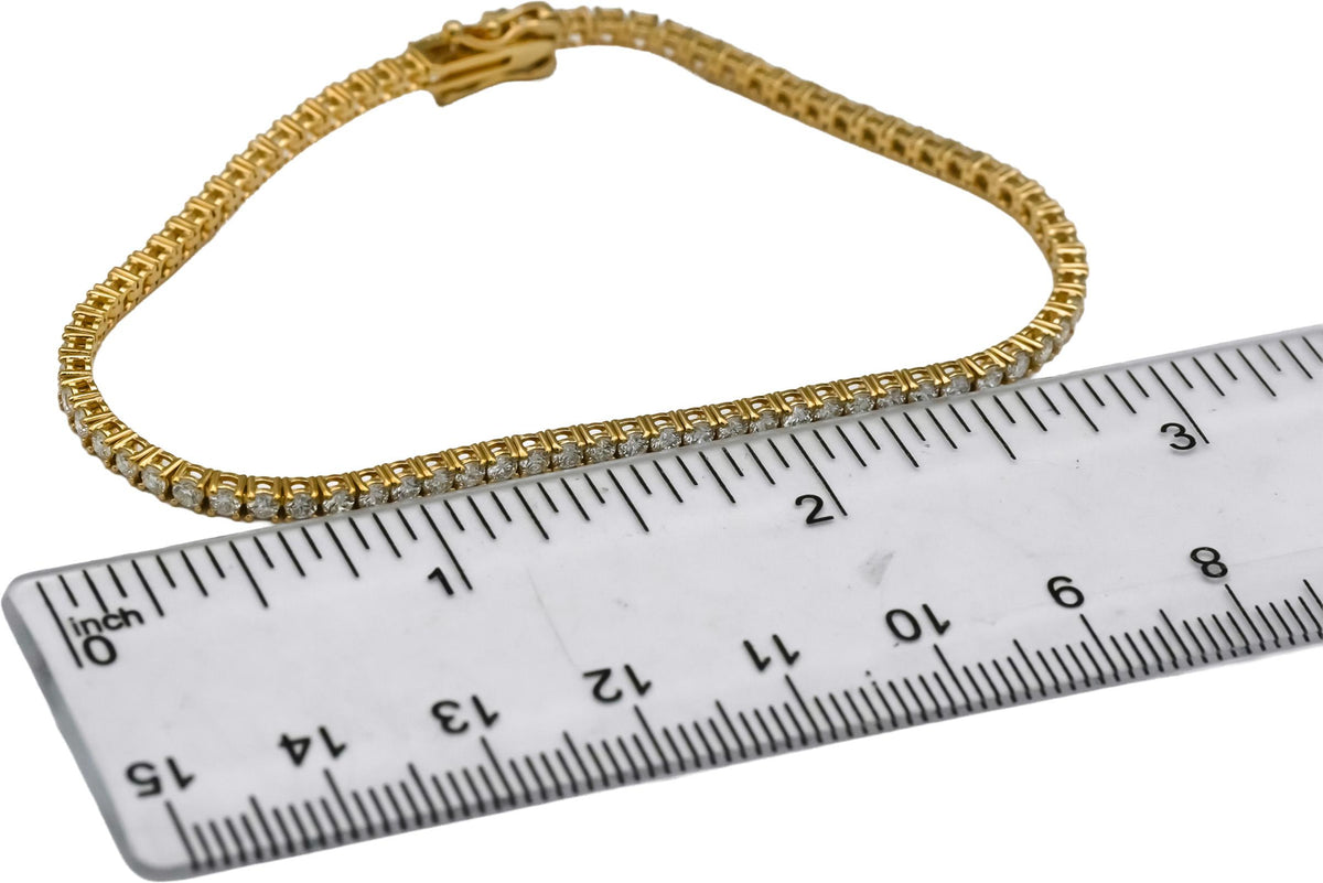 14k Yellow Gold VS Round Natural Diamond Tennis Bracelet 2.65CT