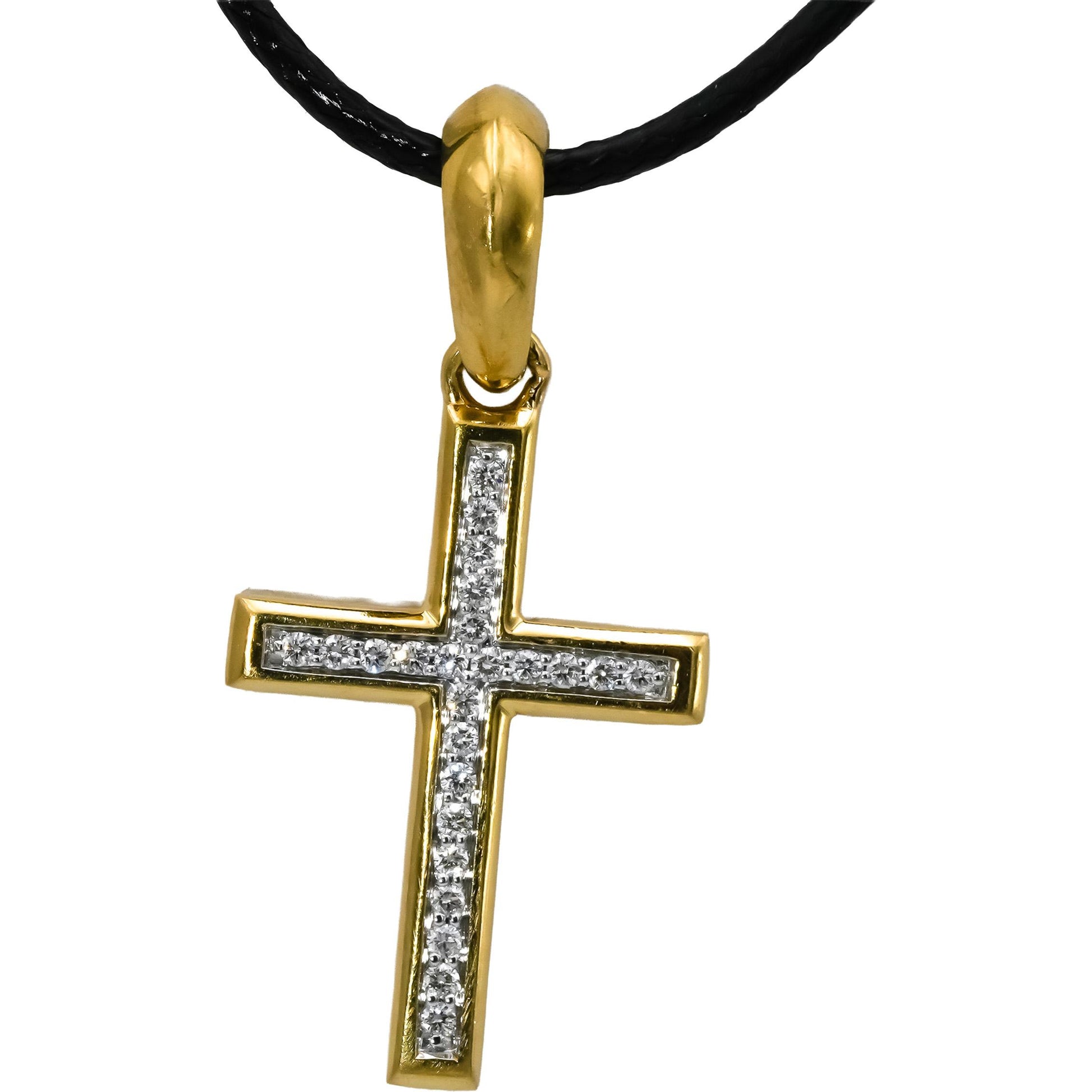 DAVID YURMAN 18k Gold VS Diamond Cross Pendant Necklace .16CT 2400 Retail