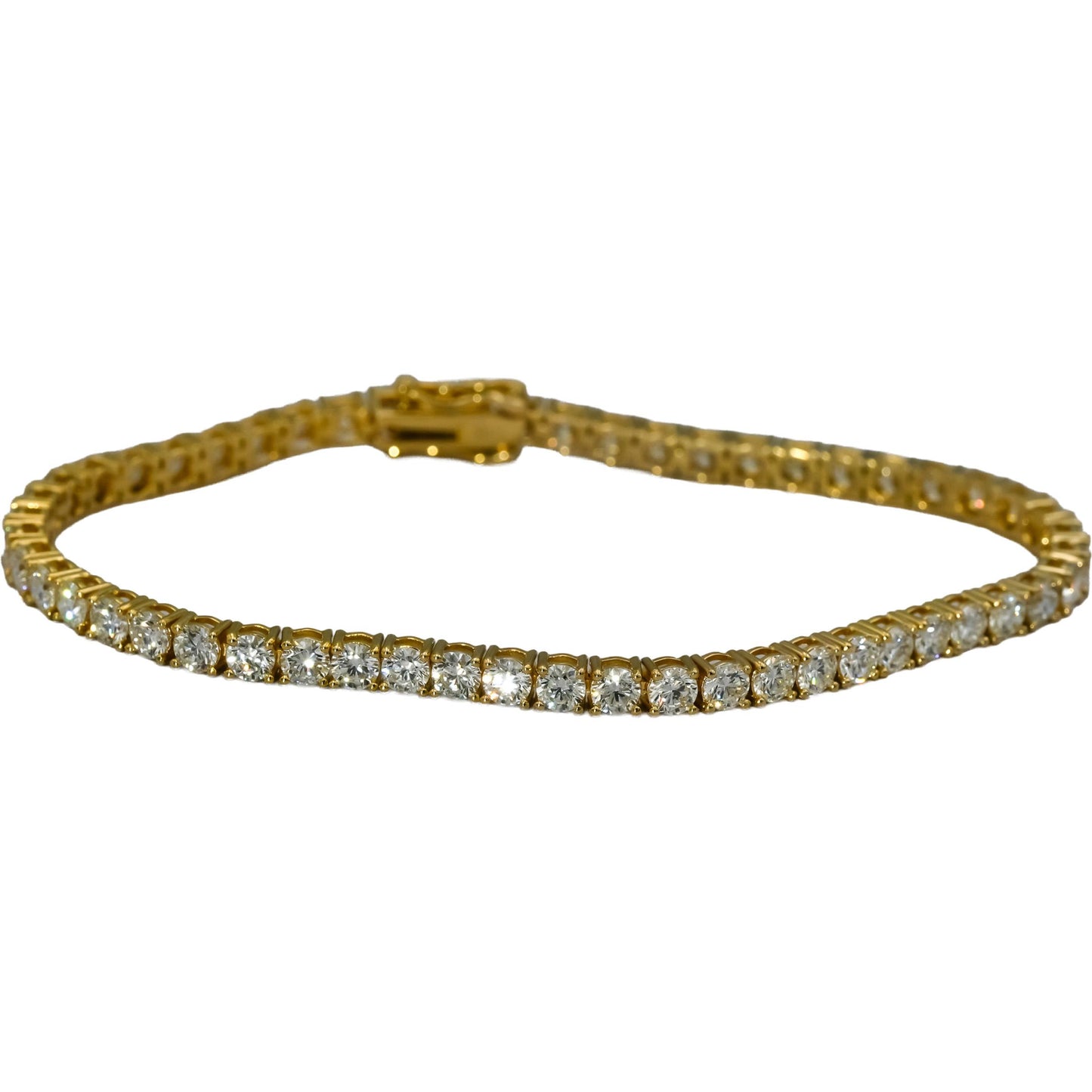 14k Yellow Gold VS Round Natural Diamond Tennis Bracelet 6.07CT