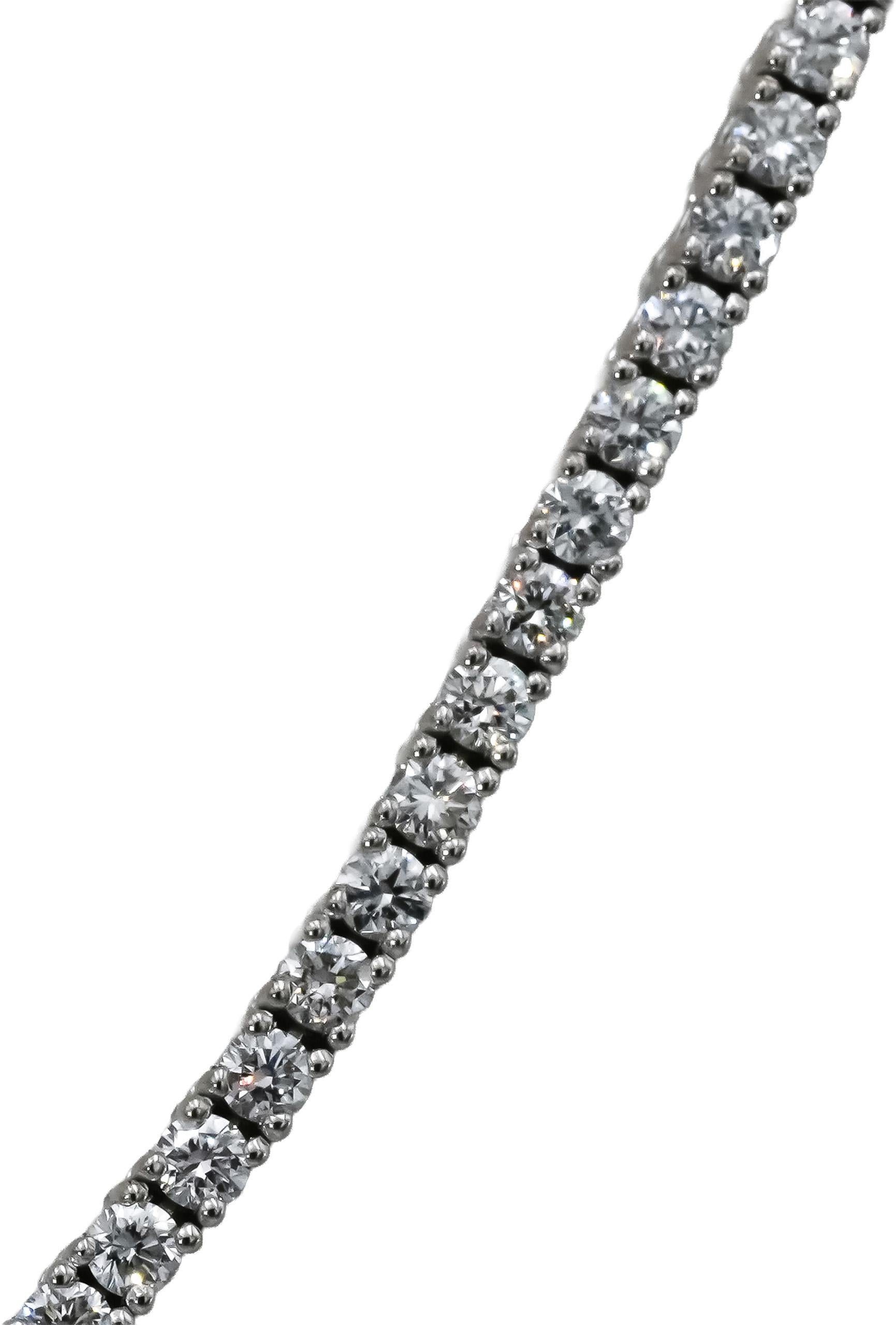 14k White Gold VS Round Natural Diamond Tennis Necklace 5.48CT