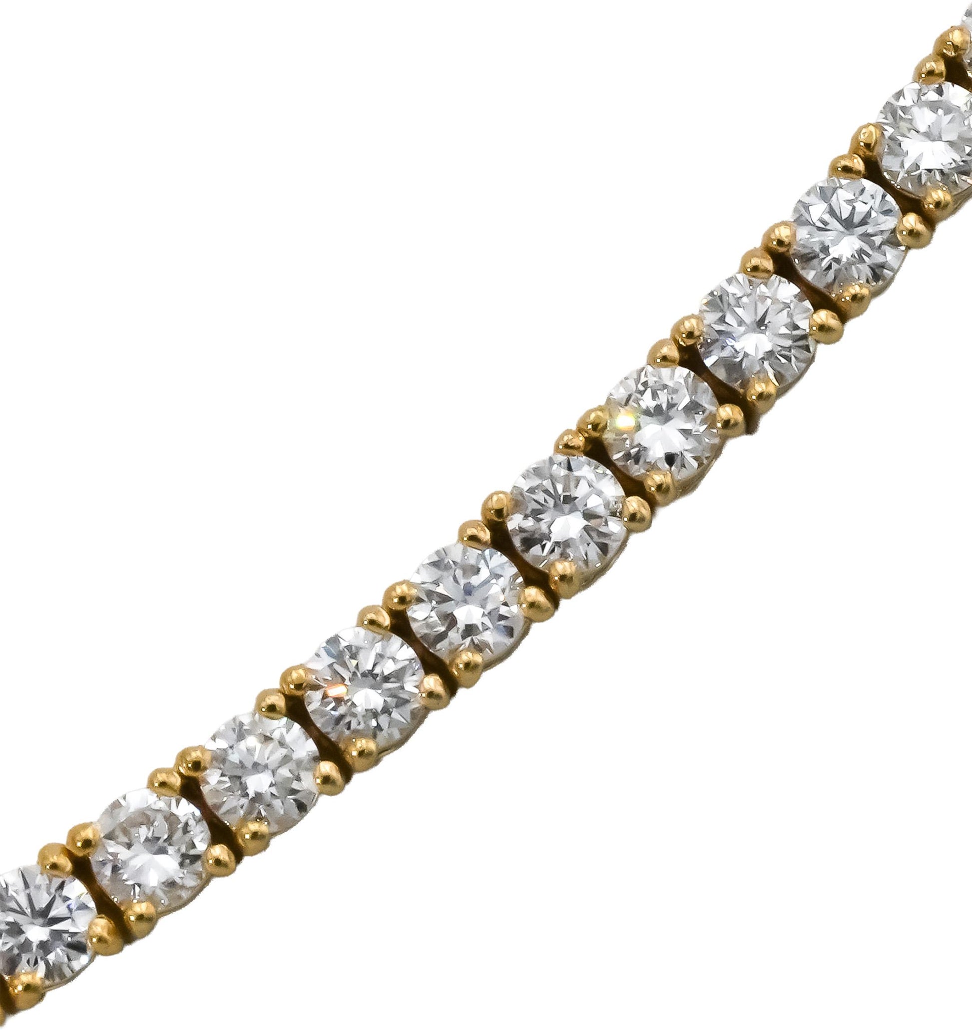 14k Yellow Gold VS Round Lab-Grown Diamond Tennis Necklace 7.81CT