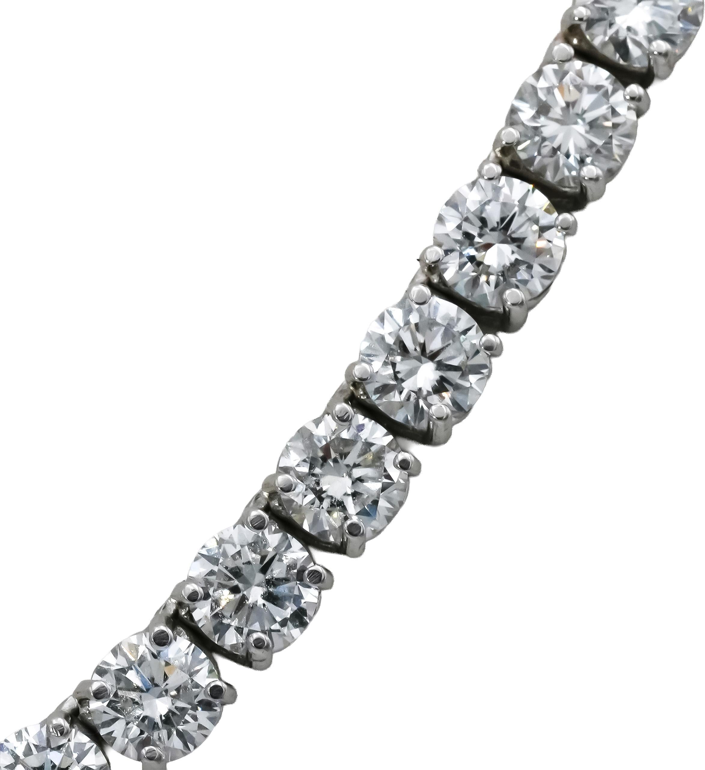14k White Gold VS Round Lab-Grown Diamond Tennis Necklace 61.24CT