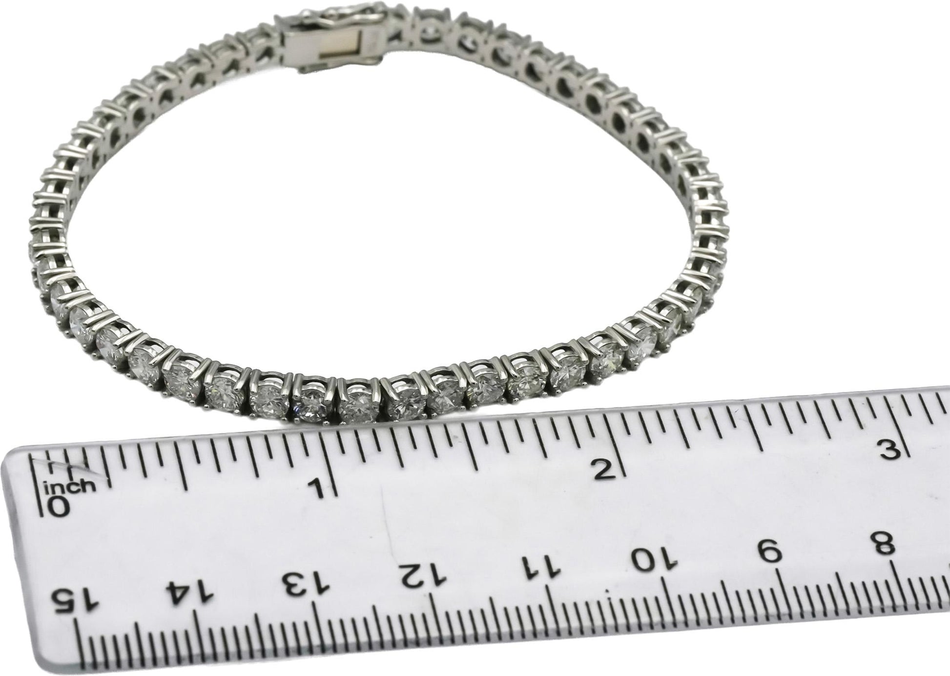Platinum Round Cut Natural Diamond Tennis Bracelet 7.62CT