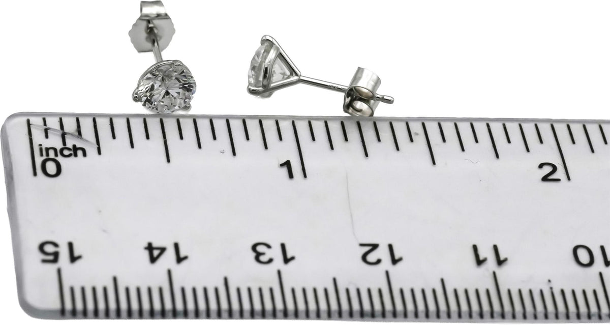 14k White Gold VS Round Lab-Grown Diamond Stud Earrings 1.42CT