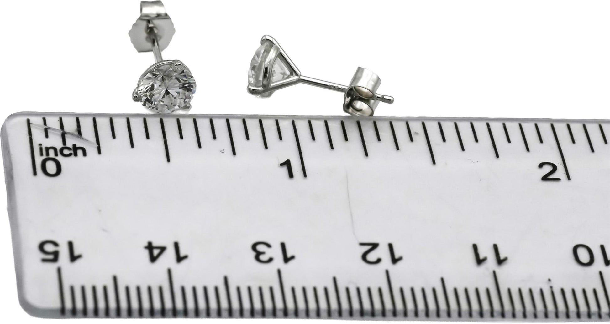 14k White Gold VS Round Lab-Grown Diamond Stud Earrings 1.42CT
