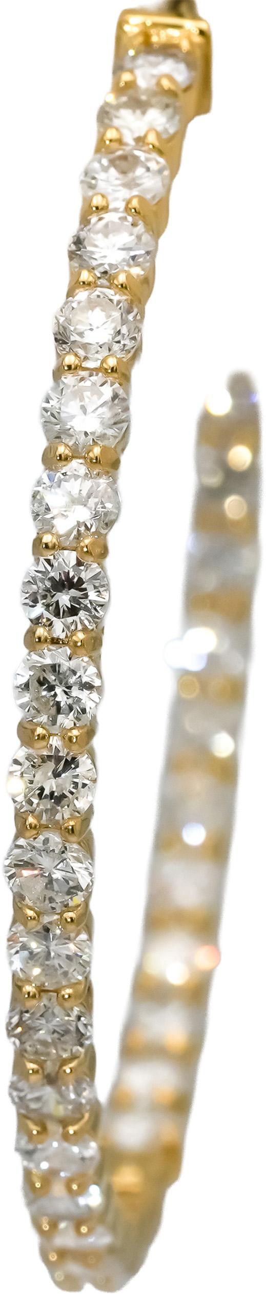 14k Yellow Gold Round Natural Diamond Inside Out Hoop Earrings 6.50CT