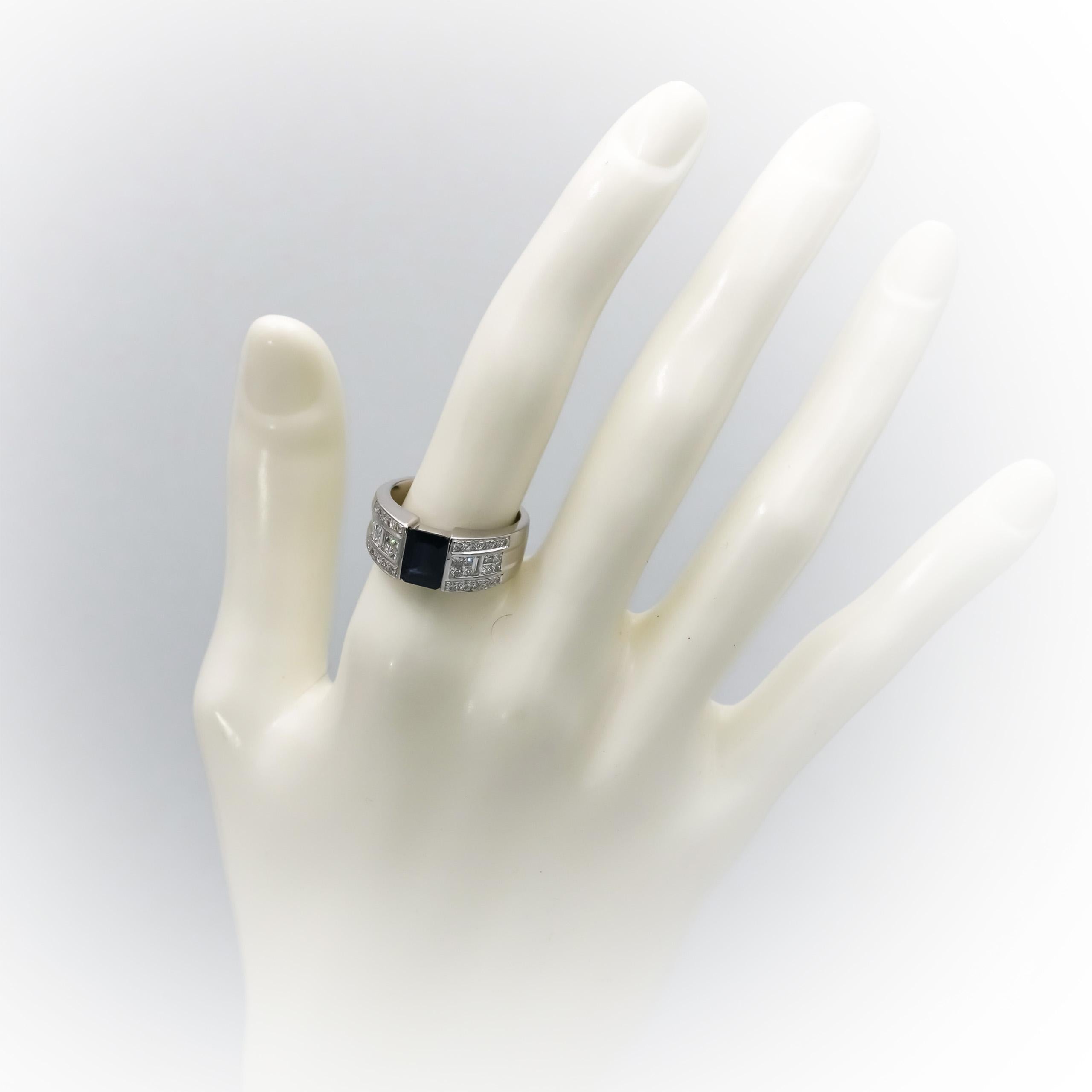 LE VIAN 18k White Gold Diamond and Sapphire Cocktail Ring 2.50CT Size 6.5