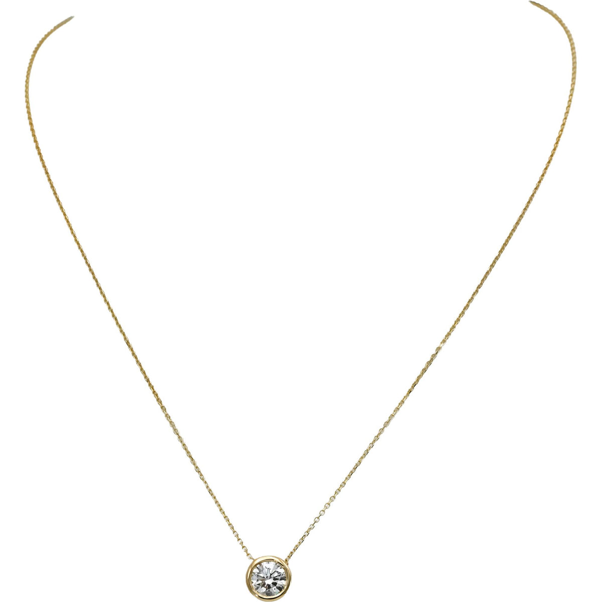 14k Yellow Gold VS Round Lab-Grown Diamond Solitaire Pendant Necklace 1.08CT