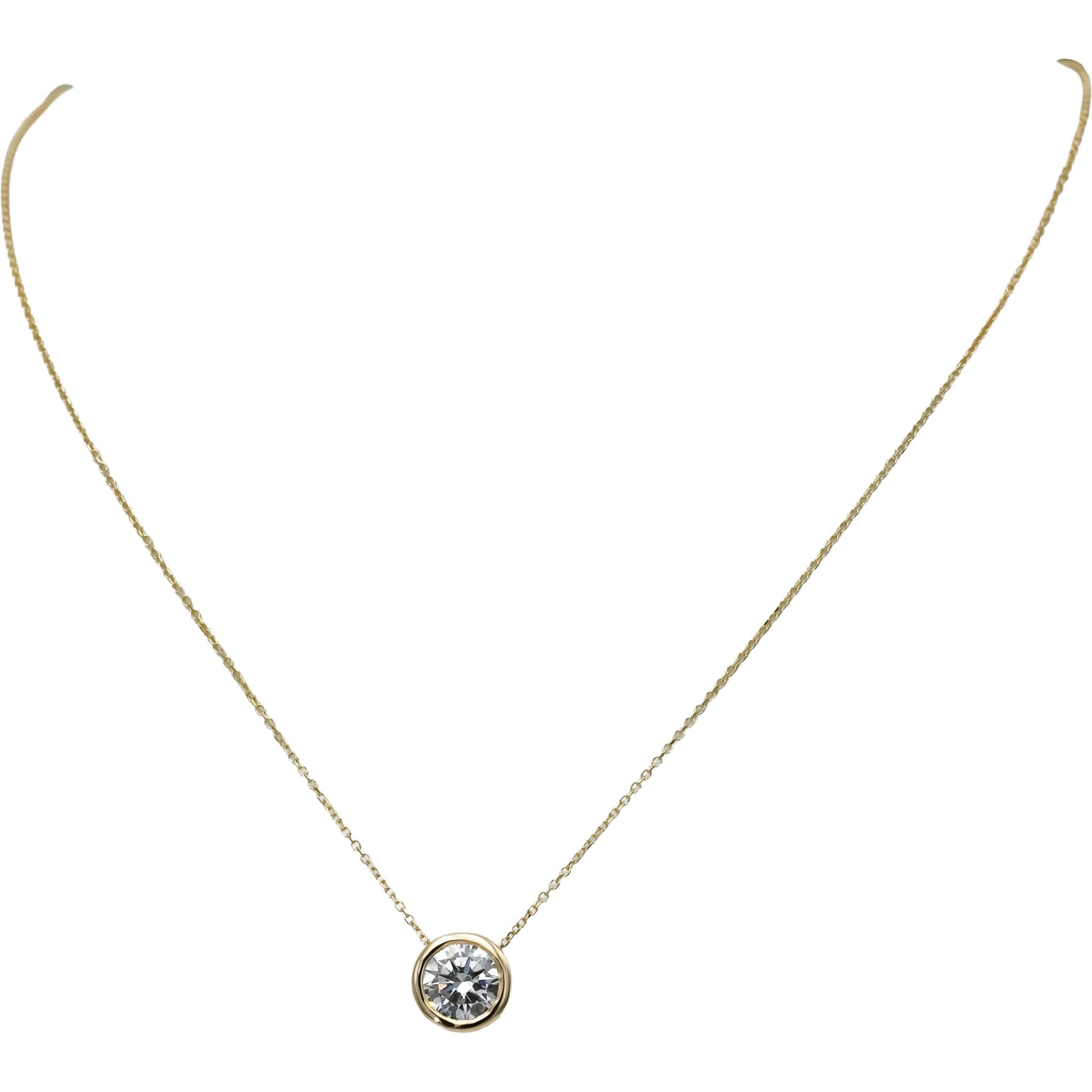 14k Yellow Gold VS Round Lab-Grown Diamond Solitaire Pendant Necklace 1.57CT