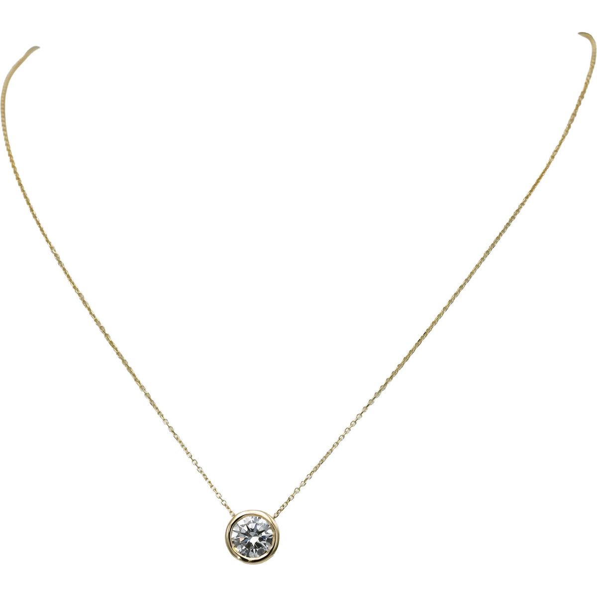 14k Yellow Gold VS Round Lab-Grown Diamond Solitaire Pendant Necklace 1.57CT