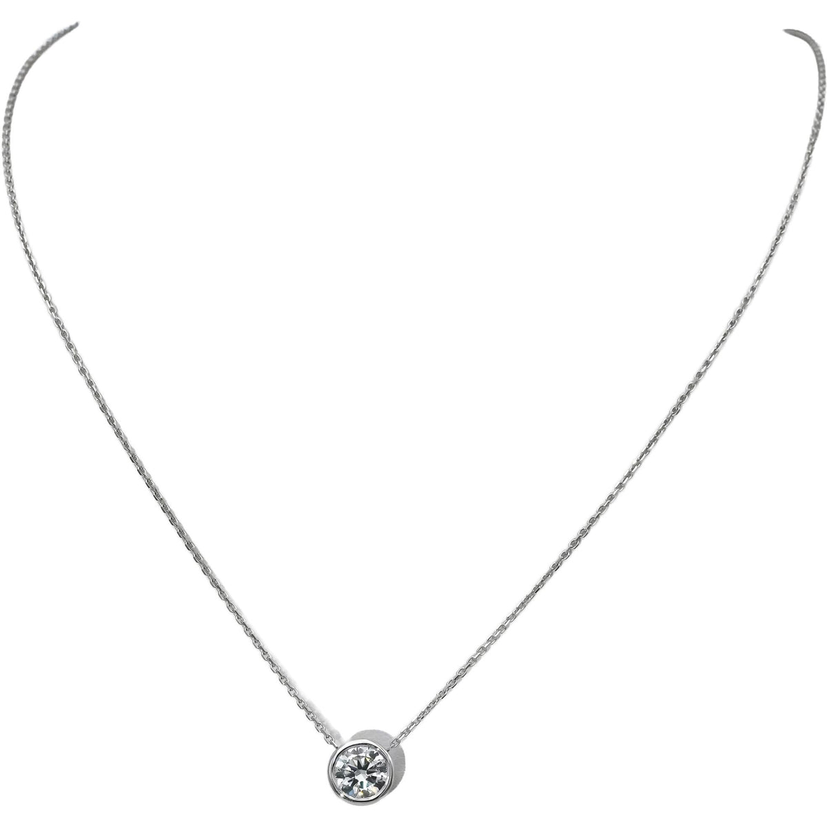 14k White Gold VS Round Lab-Grown Diamond Solitaire Pendant Necklace 1.08CT