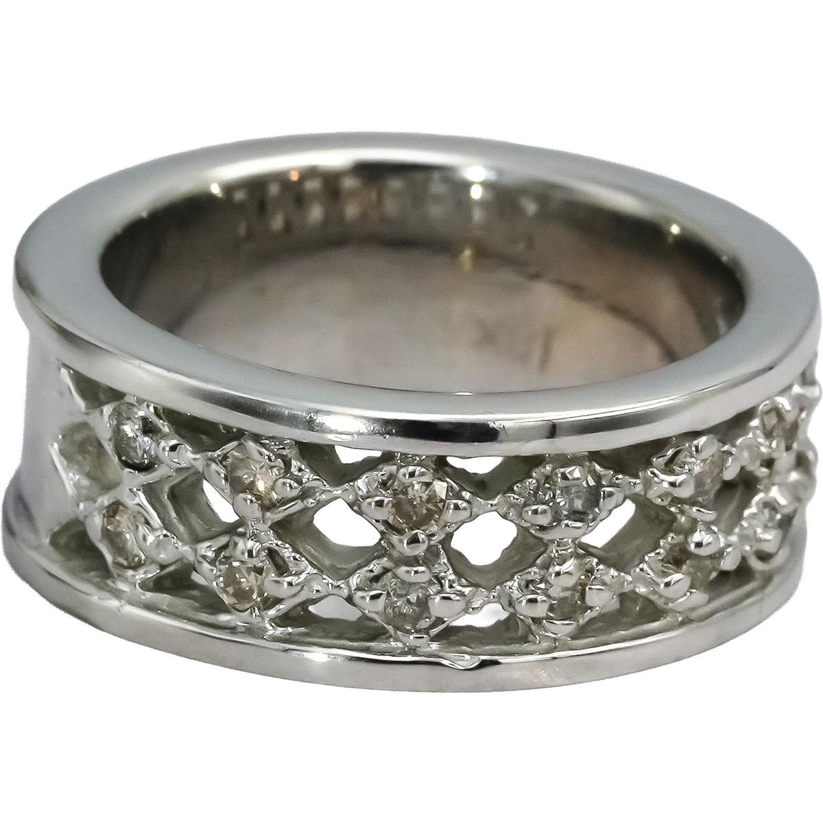 18k White Gold Round Diamond Two Row Band Ring 0.25CT Size 5.75