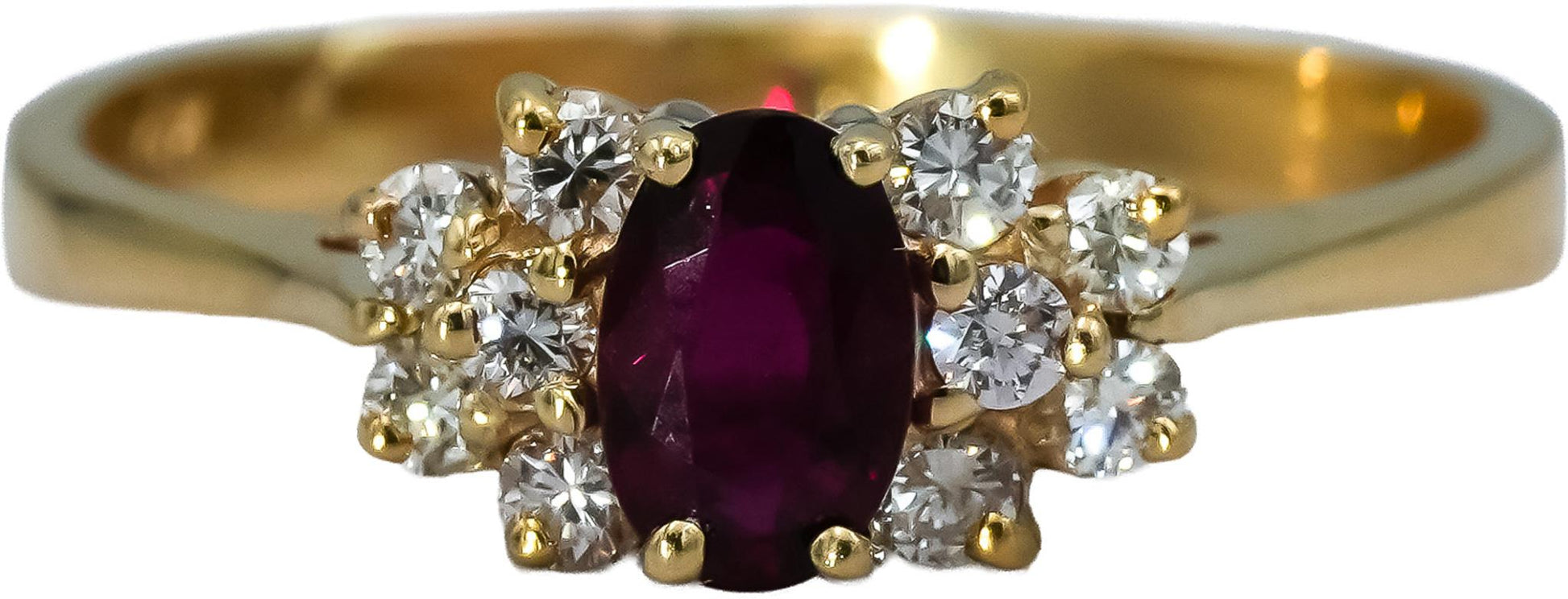 14k Yellow Gold Diamond and Ruby Cocktail Ring 0.75CT Size 8.5