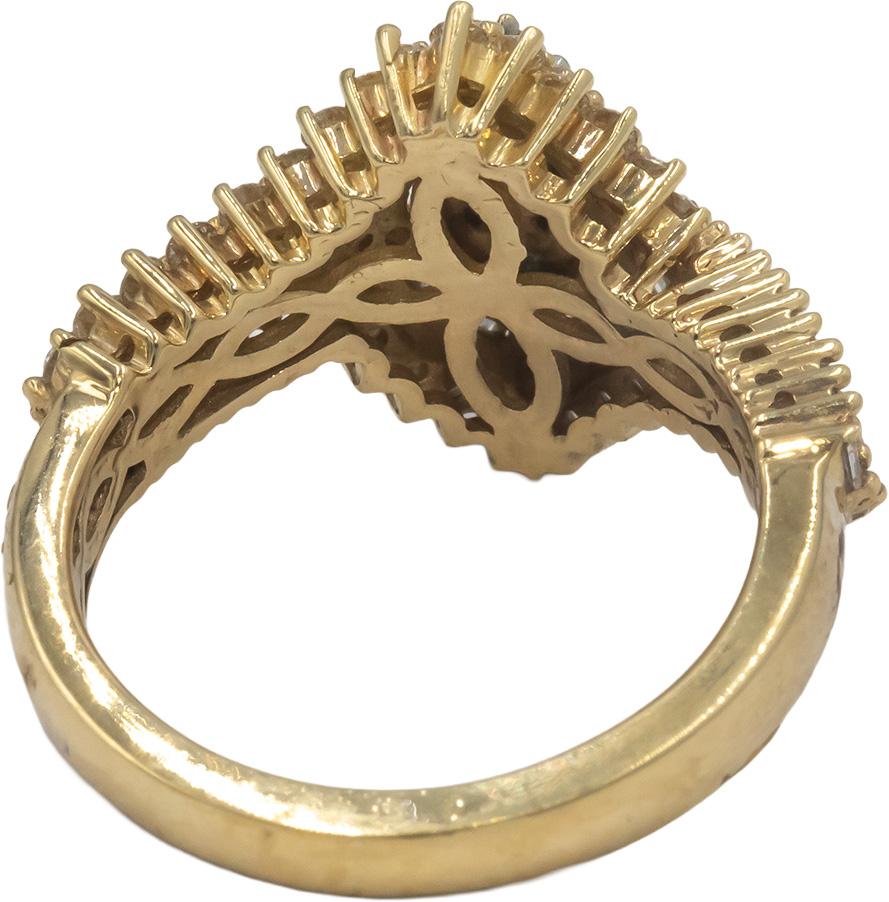 10k Yellow Gold 1.0CT Diamond Cluster Cocktail Ring Size 7