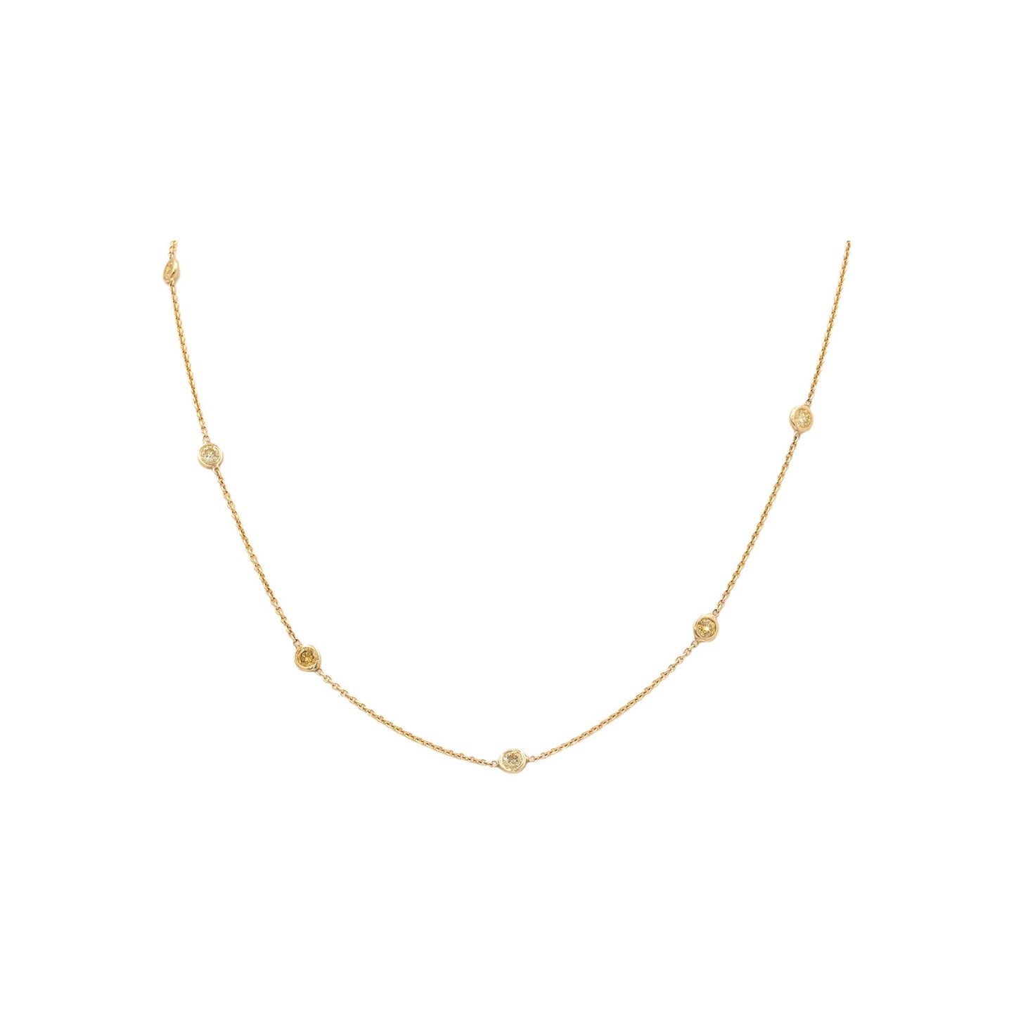 14k Yellow Gold 1.06CT Light Fancy Yellow Diamond By The Yard Chain Necklace