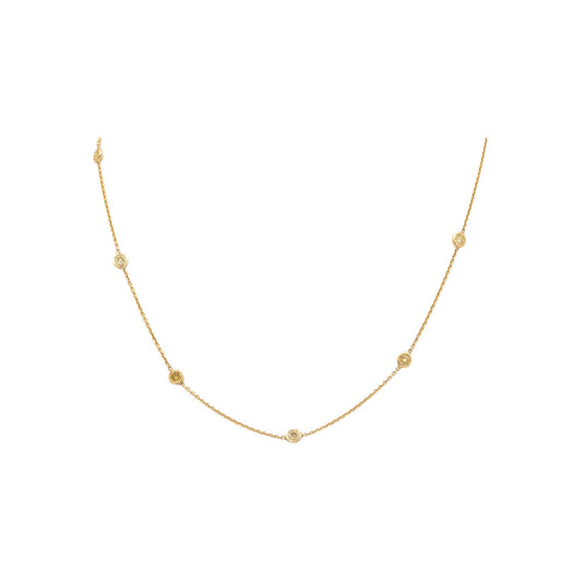 14k Yellow Gold 1.06CT Light Fancy Yellow Diamond By The Yard Chain Necklace