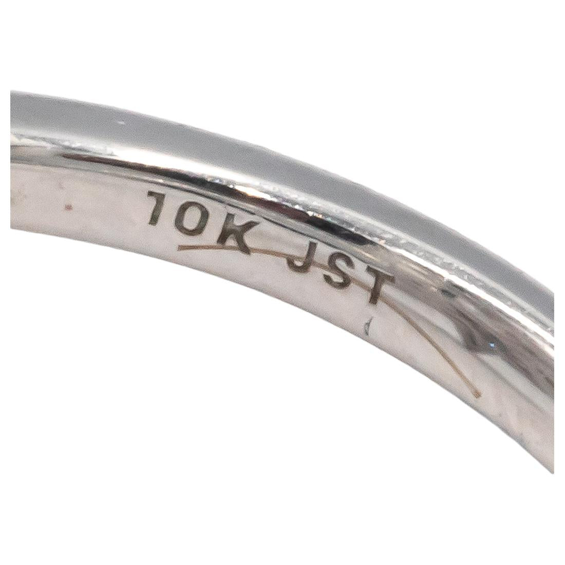 10K White Gold Double Star By Pass Pave Diamond Crossover Ring .75cts