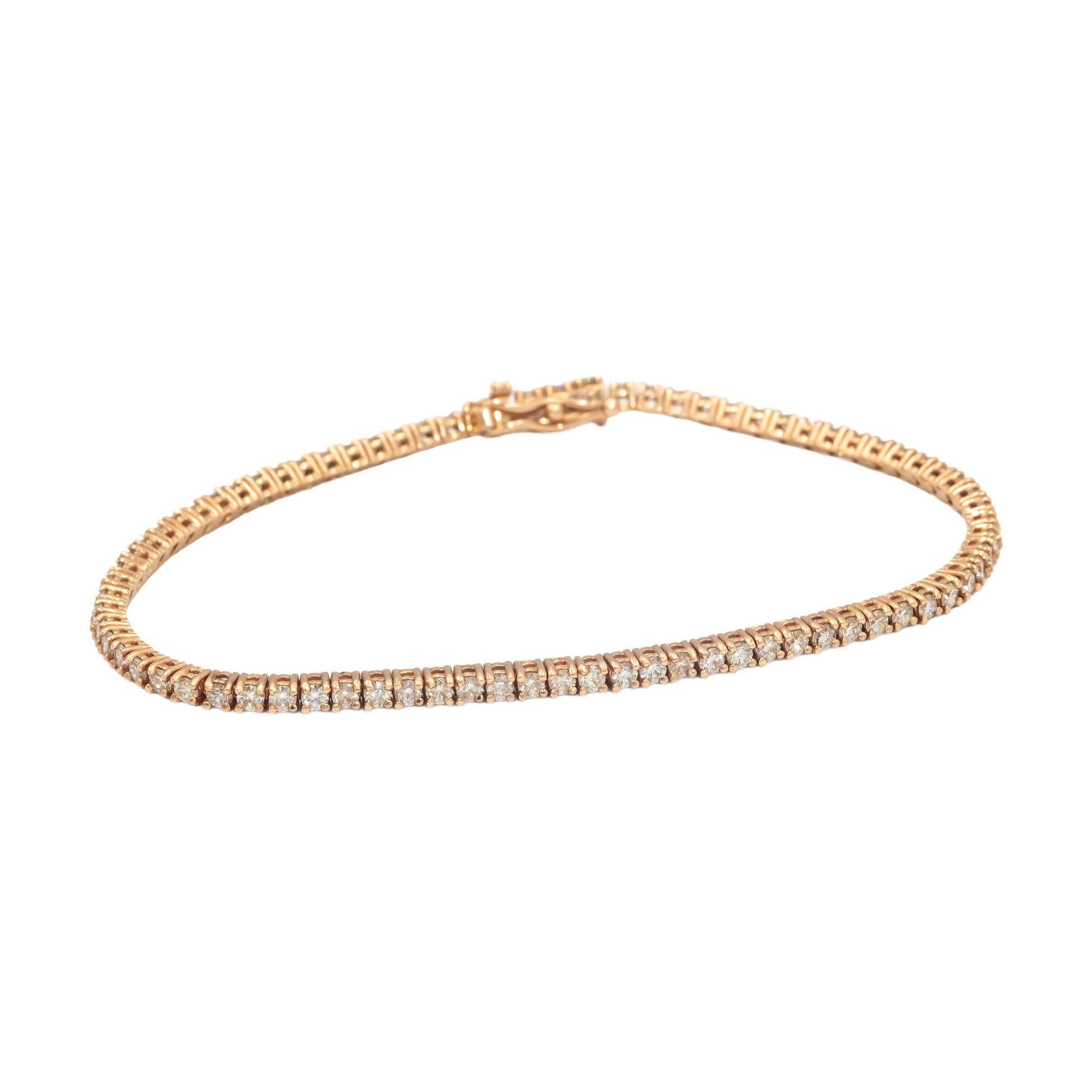 14k Rose Gold Round Diamond Dainty Formal Tennis Bracelet 2.80CT