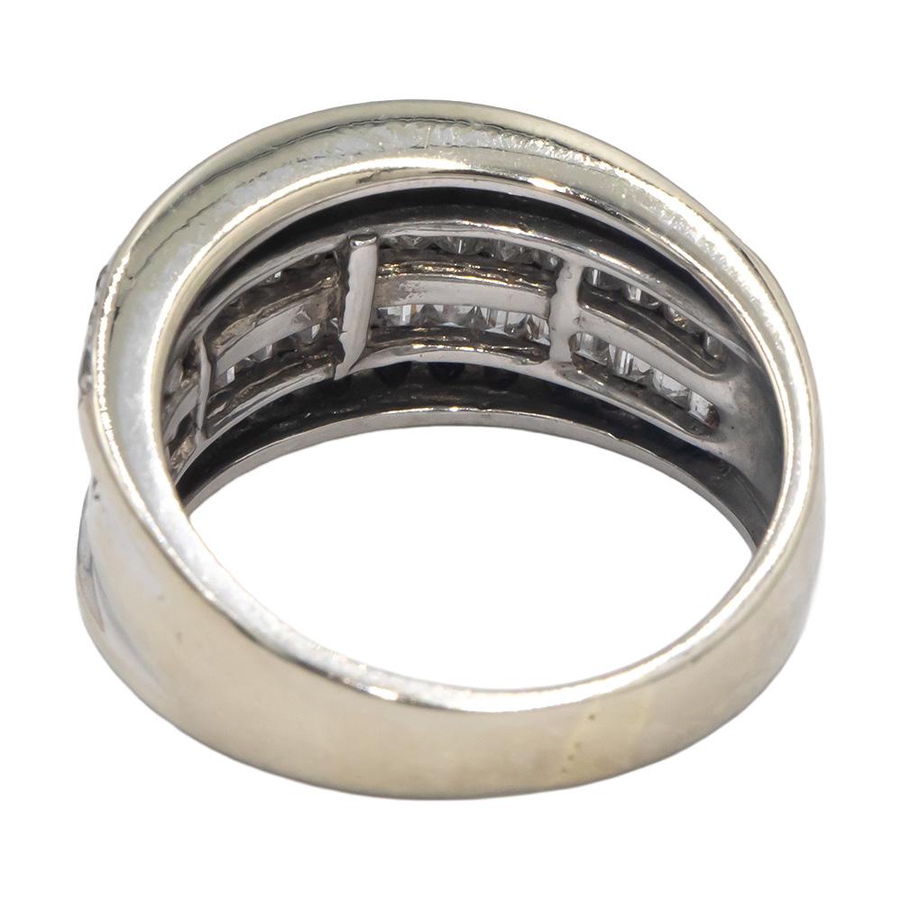 14k White Gold Round & Baguette Diamond Four Row Band Ring 0.50CT Size 6.5