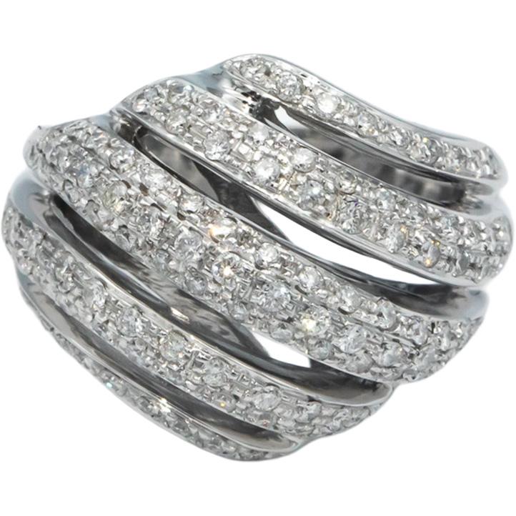 18k White Gold 1.0CT Round Cut Diamond Cluster Ring Size 6.75