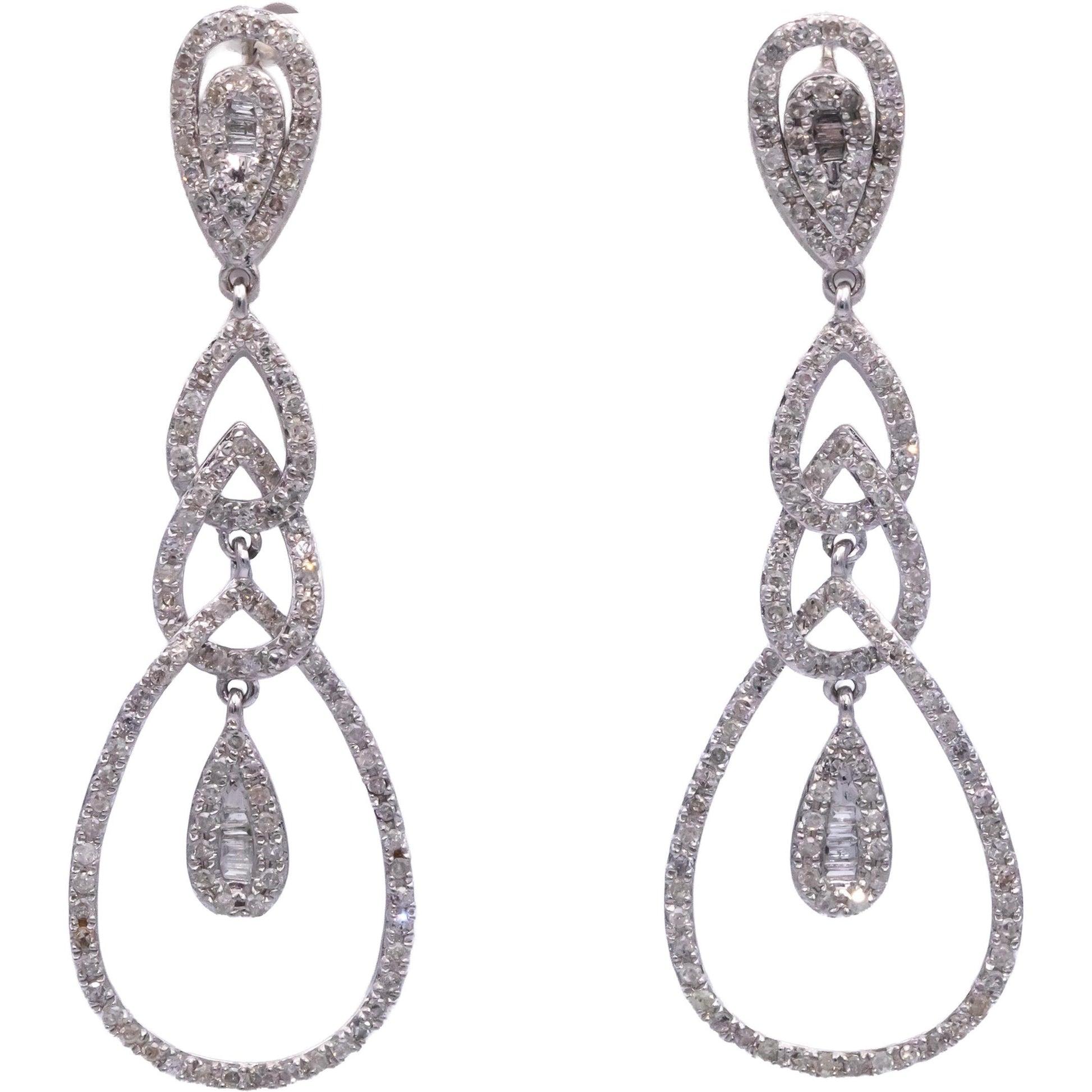 10k White Gold 1.0CT Round Cut Diamond Air Balloon Drop Dangle Earrings