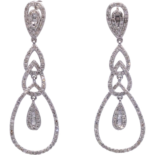 10k White Gold 1.0CT Round Cut Diamond Air Balloon Drop Dangle Earrings