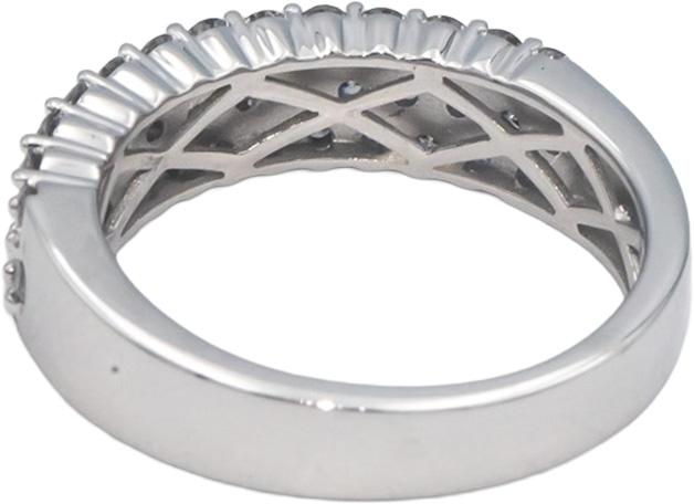 10k White Gold Round Diamond Three Row Band Ring 1.0CT Size 7