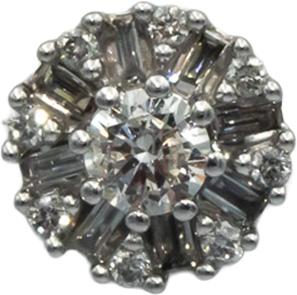 10k White Gold 0.50CT Round and Emerald Cut Cluster Starburst Stud Earrings