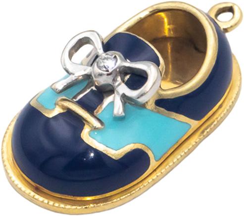 AARON BASHA 18k Yellow Gold Enamel Shoe Charm w/ Diamond Accent