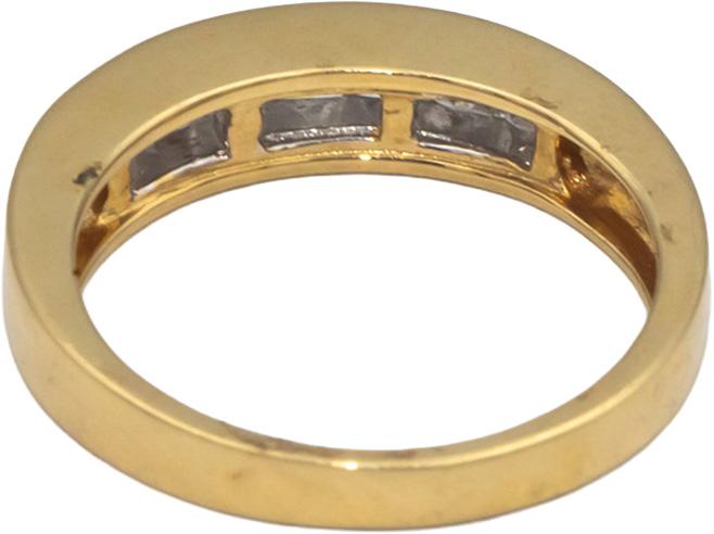 18k Yellow Gold Princess Cut Diamond Band Ring  0.65CT Size 6.75