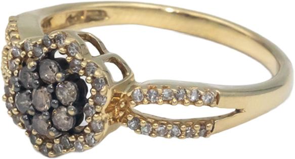 14k Yellow Gold 0.30CT White and Brown Diamond Flower Ring Size 7
