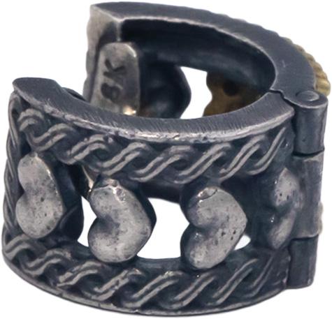 STAMBOLIAN 18k Gold and Sterling Silver 0.06CT Diamond Heart Huggie Earrings